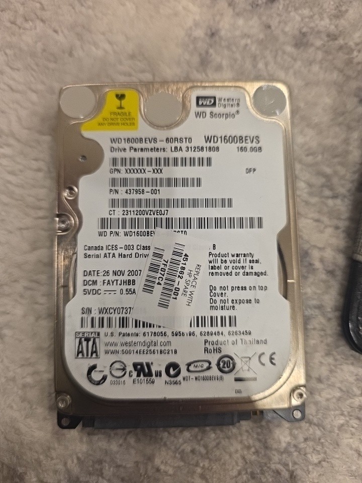 Western Digital Scorpio WD1600BEVS 160GB Internal 5400RPM 2.5" (WD1600BEVS)