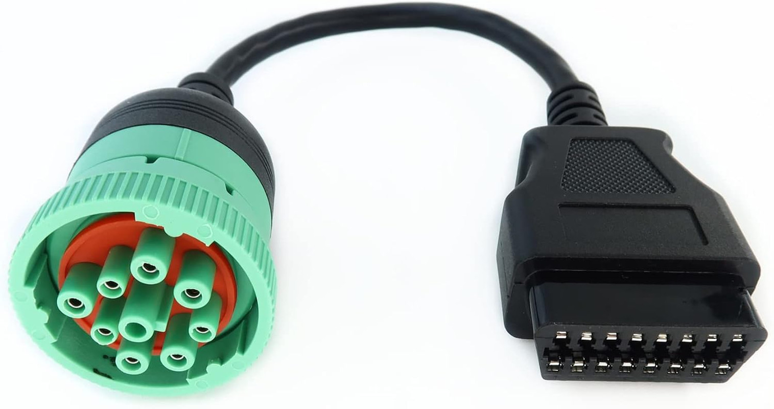 Green Type 2 J1939 Male to 16pin OBD2 Female Cable 16pin to 9pin J1939 Adapter C