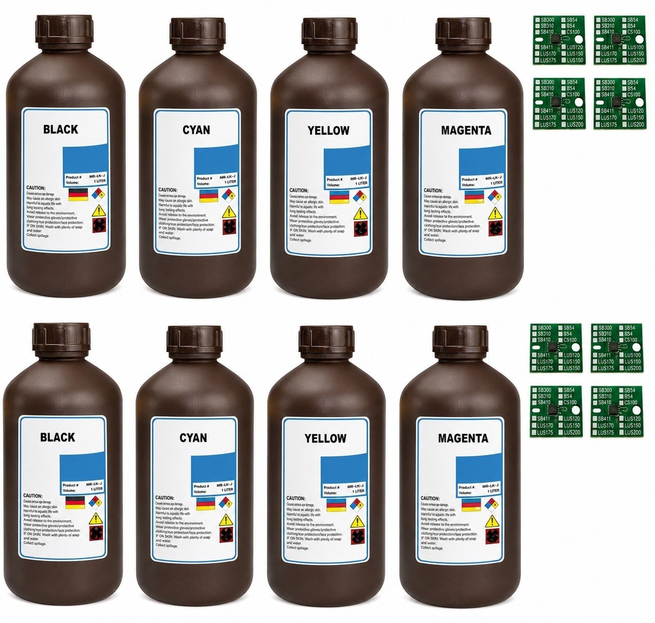 INK REFILL PREMIUM COMPATIBLE MIMAKI UV CURE LUS 170 + 8 CHIP (8 LITERS )
