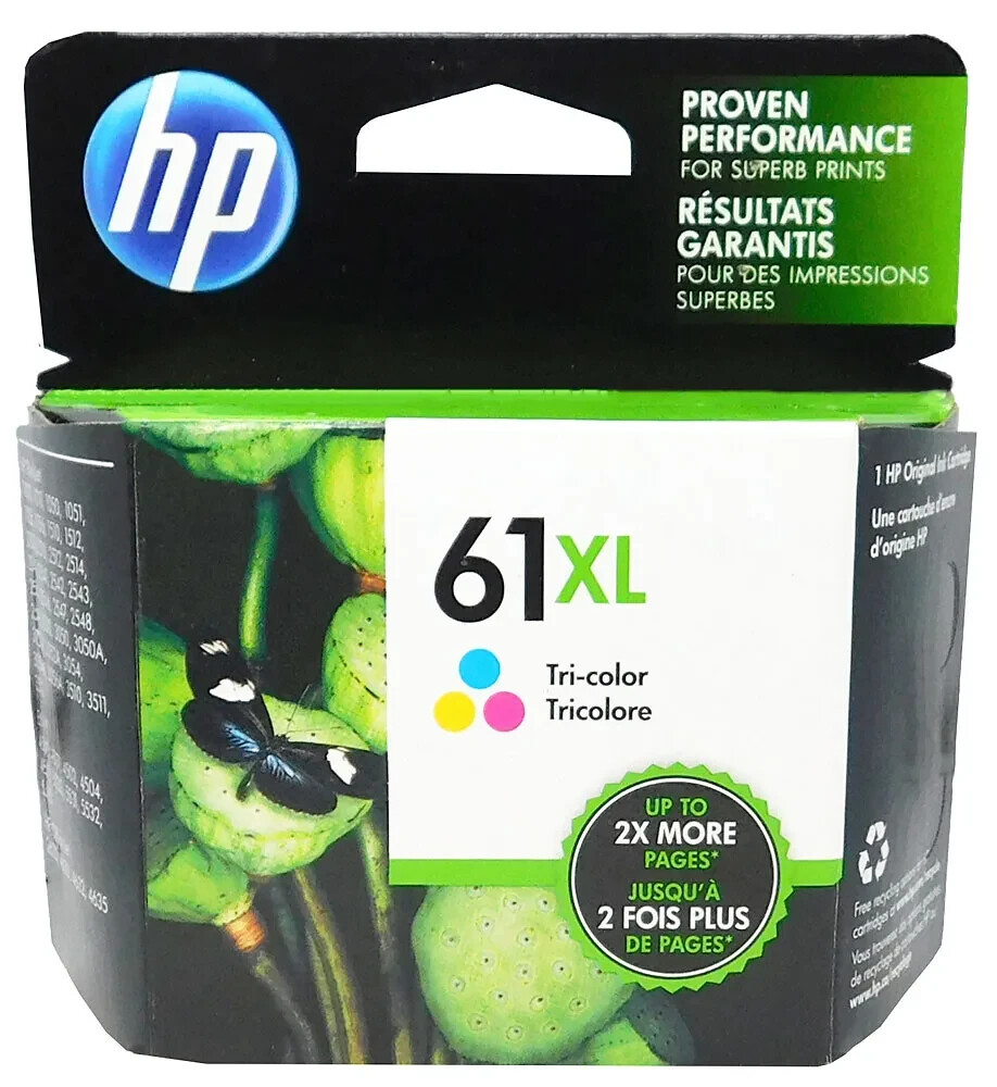 Genuine HP 61XL Tri-Color High Yield Ink Cartridge CH564W Retail Box