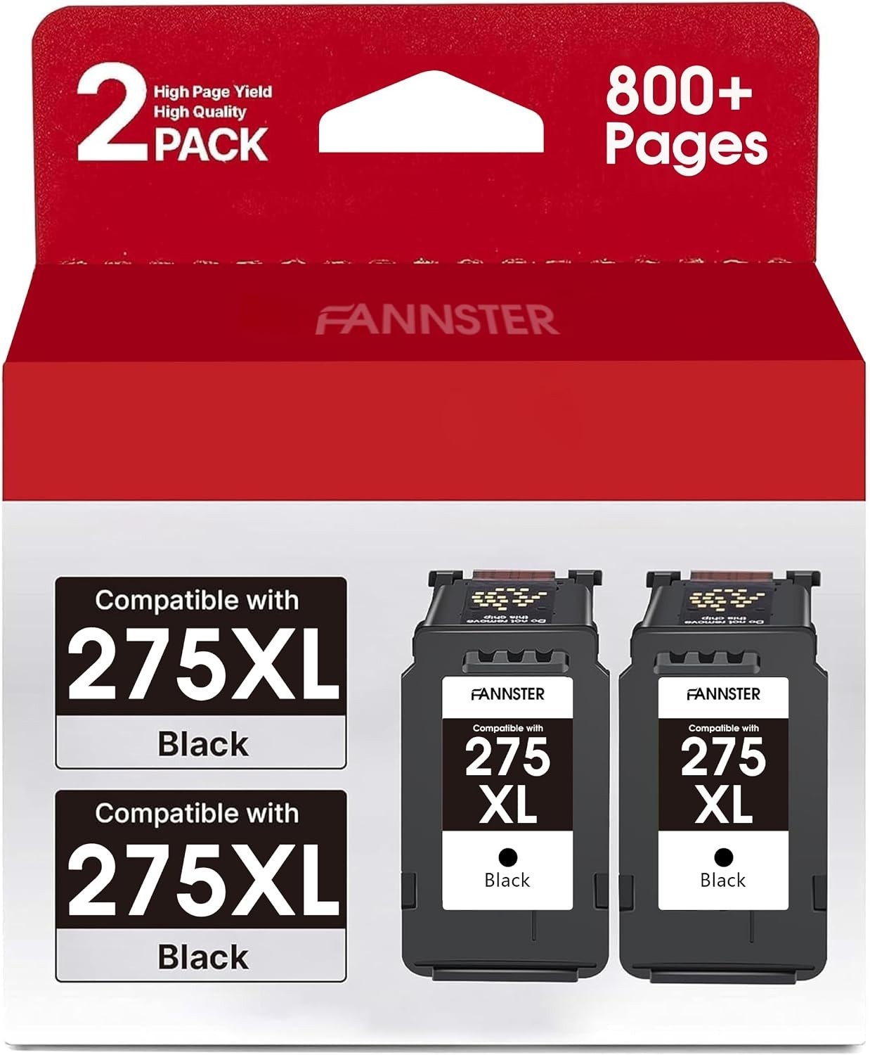 PG-275XL 2 Pack Black XL Ink Cartridges For Canon PIXMA TS3522 TS3722 TR4722