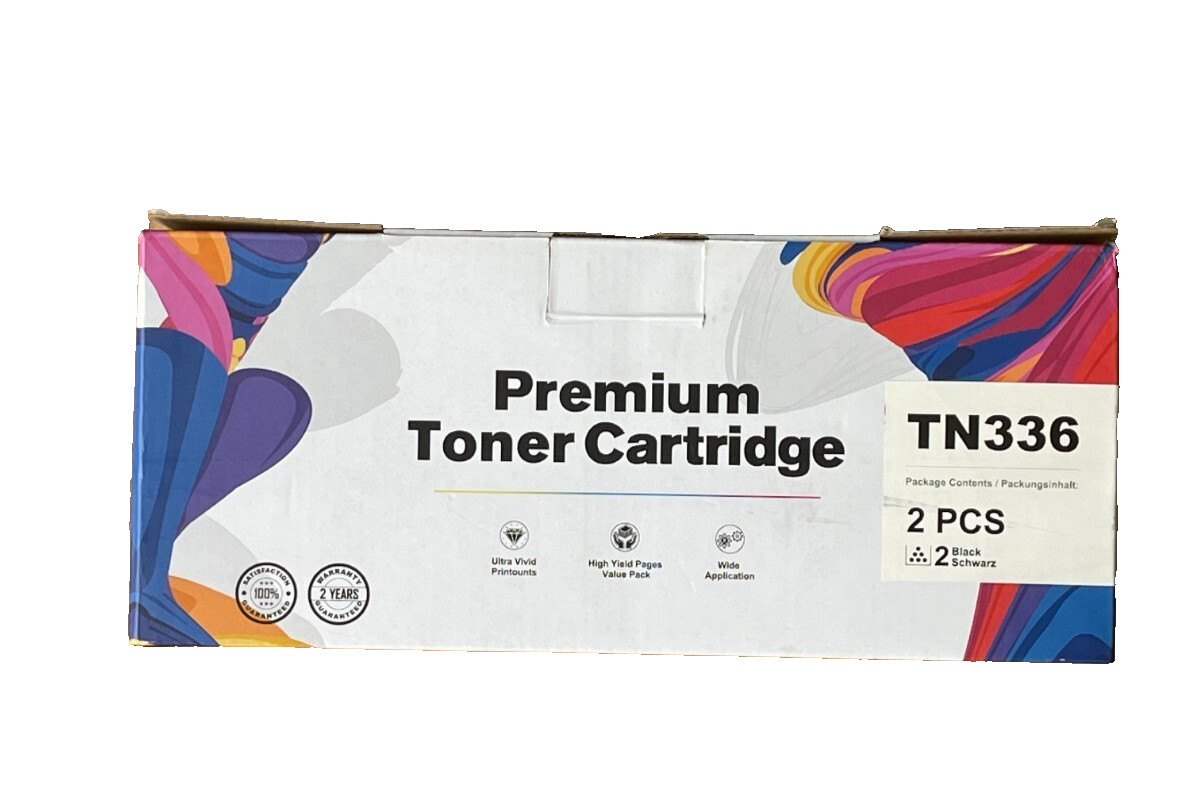 EZ Ink TN336 Black Toner for Brother HL and MFC 2-Pack NEW Sealed