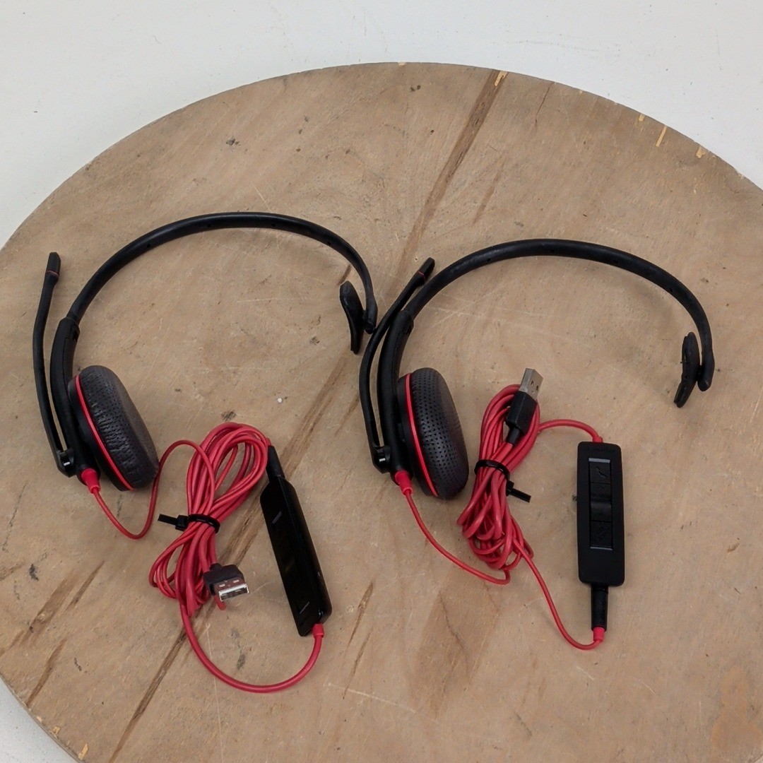 Lot of 2 Plantronics Blackwire C3215/C3215T Headset - USB 3.5mm Noise-Canceling