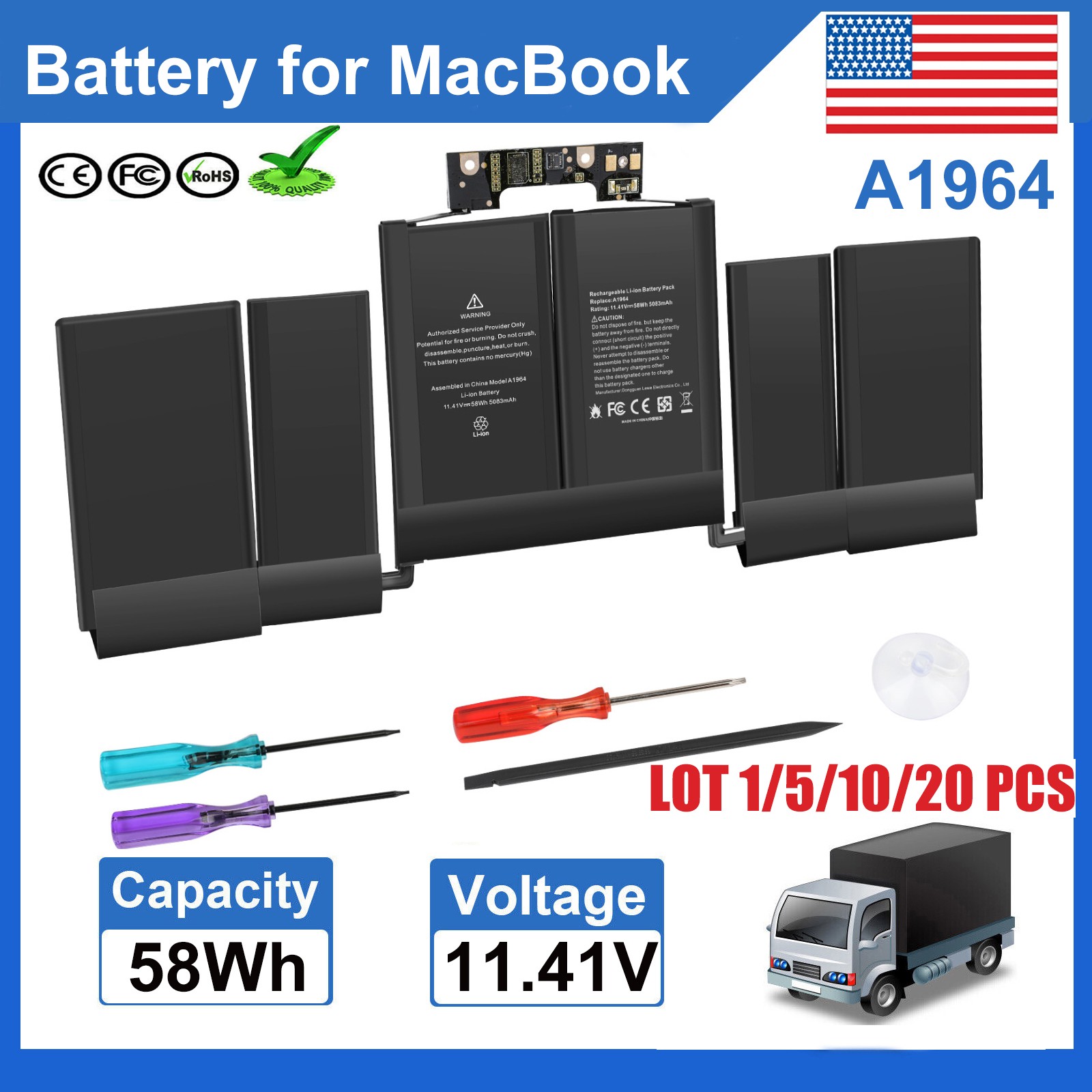 ✅LOT A1964 Battery for Macbook Pro 13 inch A1989 A1964 Mid 2018 2019 A2251 2020