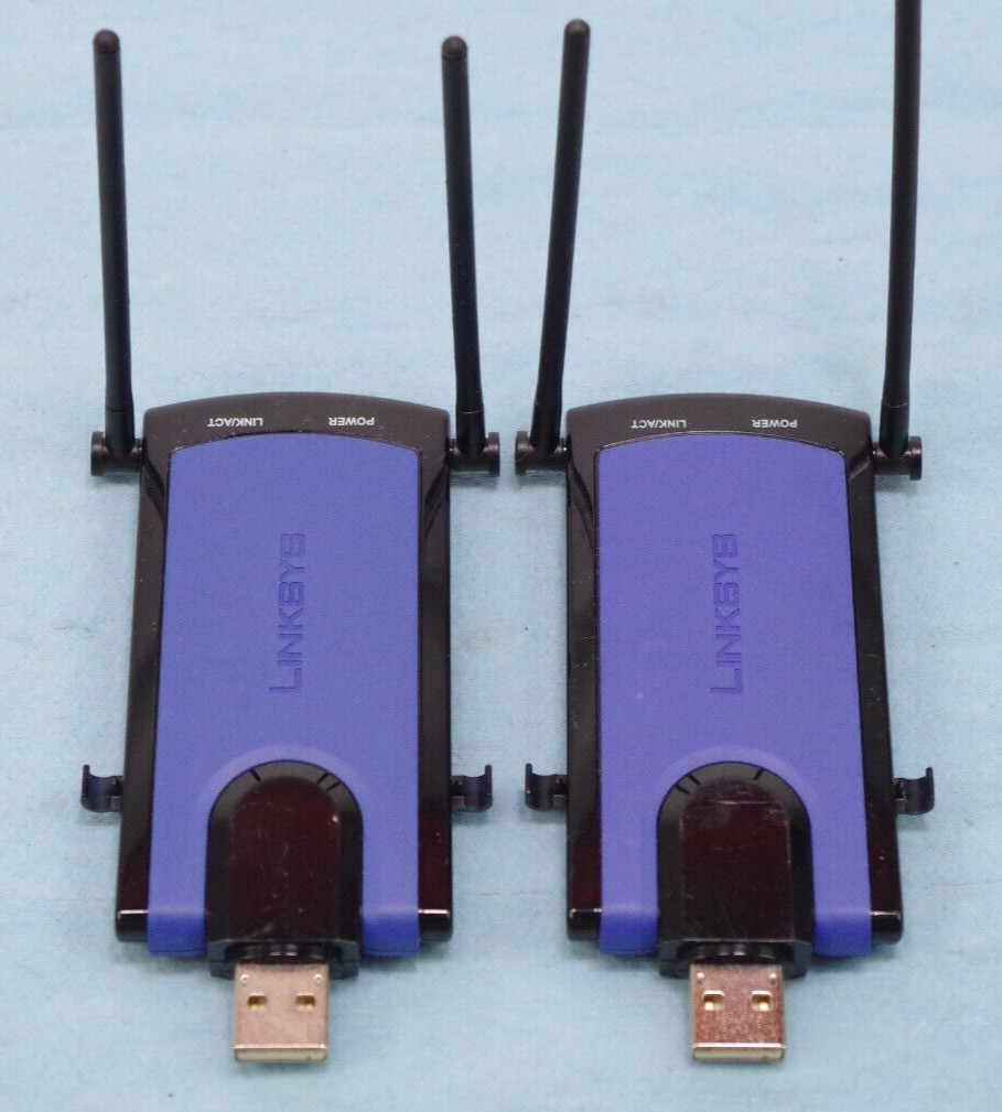Lot of 2 Cisco-Linksys WUSB300N Wireless-N USB Network Adapters
