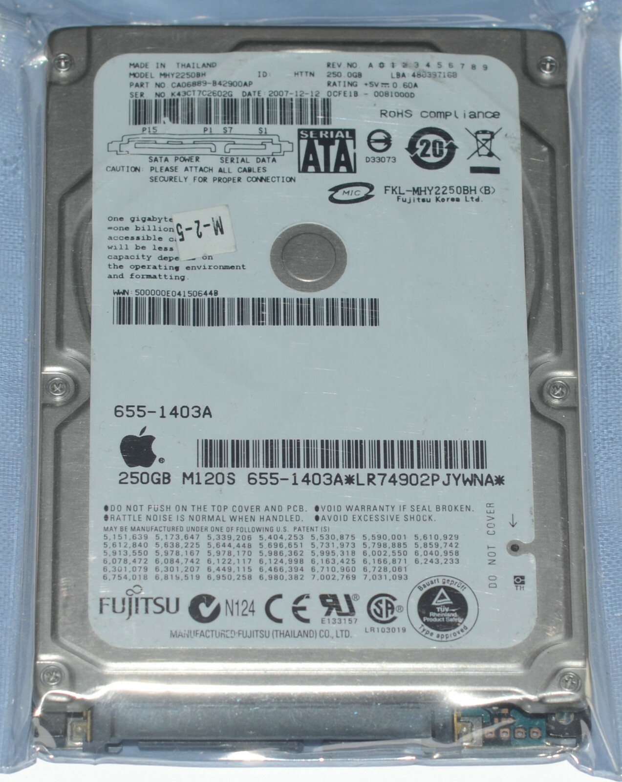 Fujitsu MHY2250BH 250GB SATA 2.5" Hard Drive Apple 655-1403A
