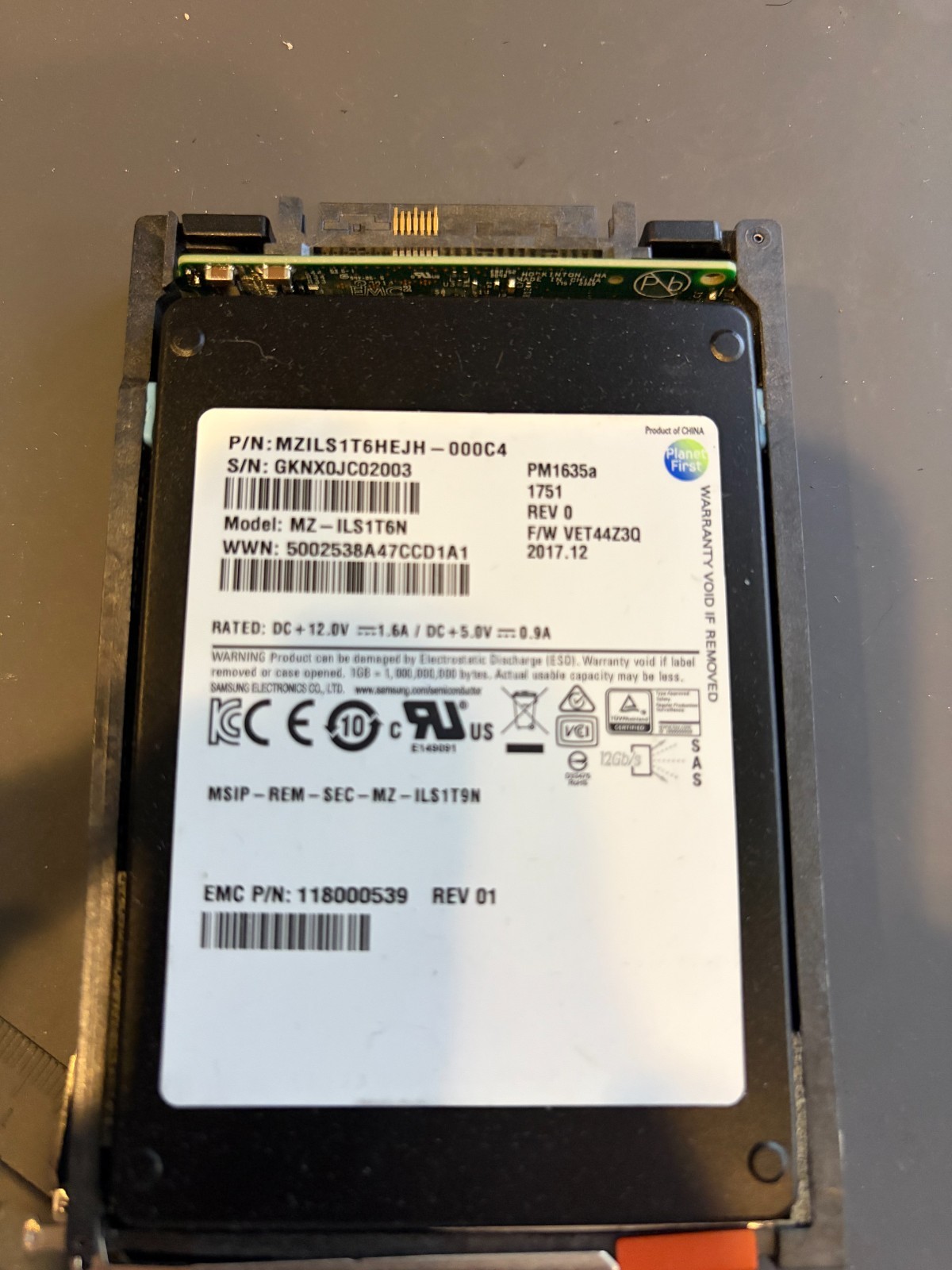 Samsung EMC PM1645a MZ-ILS1T6N 1.92 TB SAS 2.5 SSD