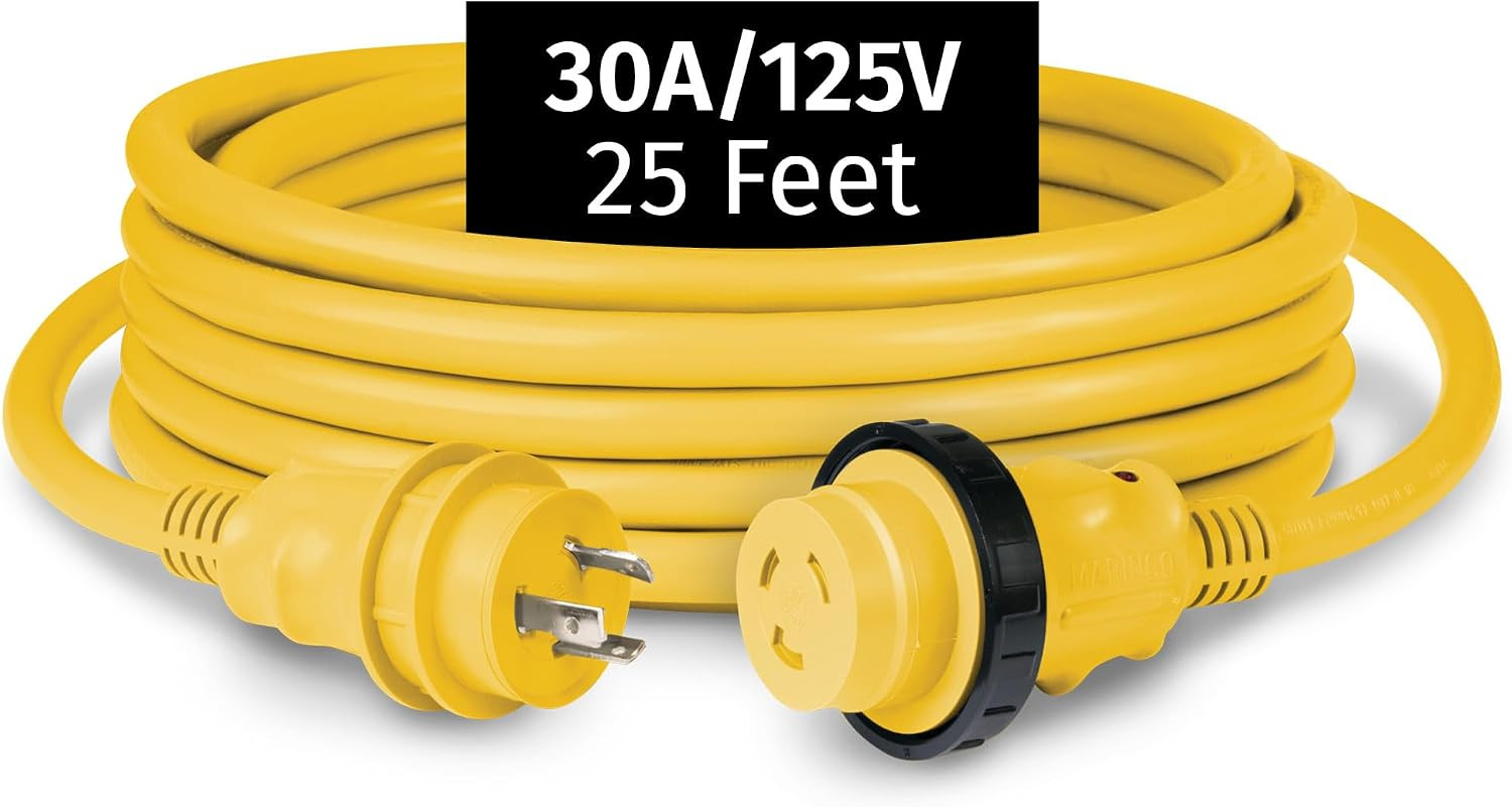 30A 125V Marine Shore Power Cordset, Yellow, 25 Ft, 199117