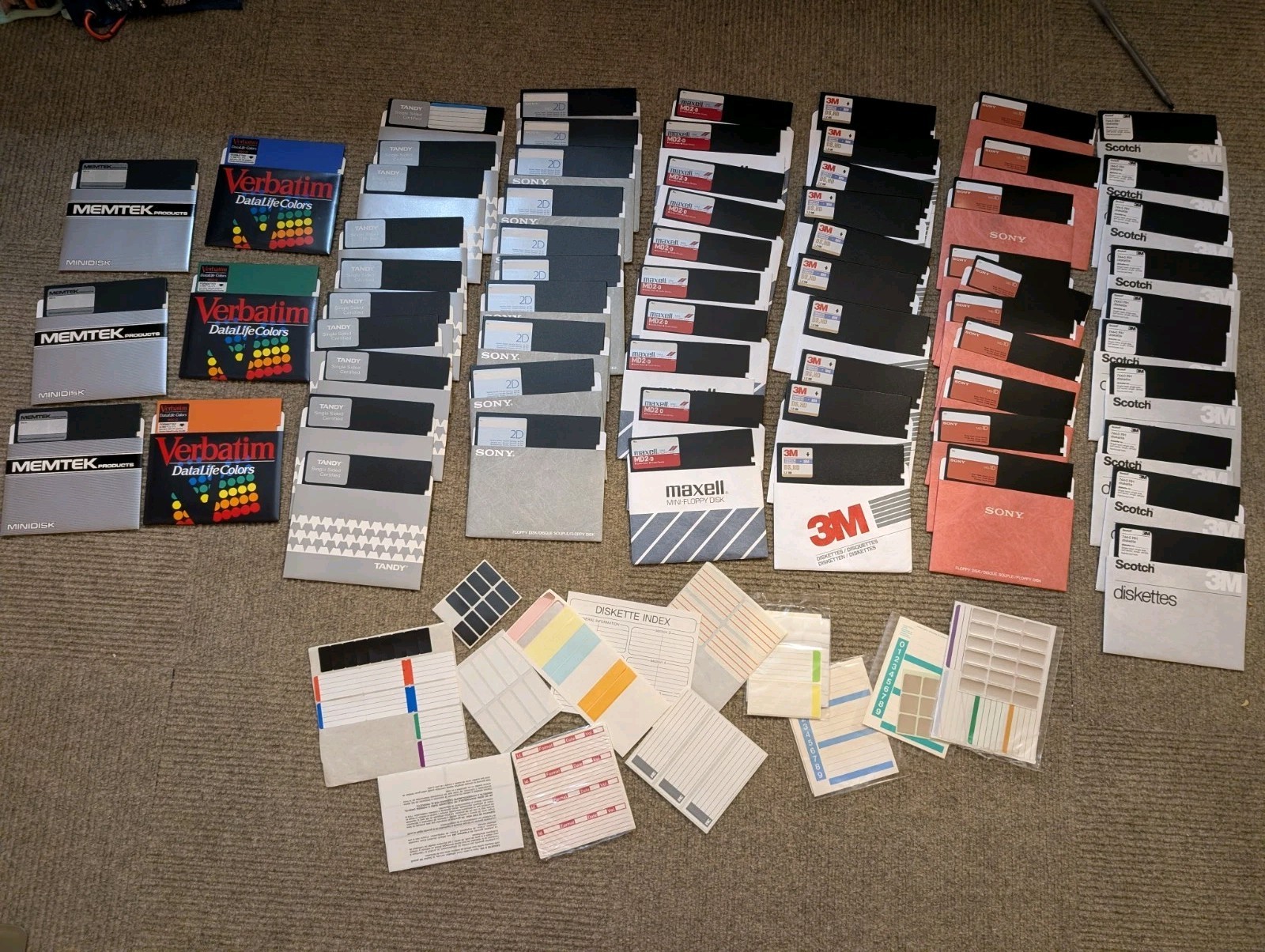 Lot of 66 - 5.25” Floppy Disks Vintage - Tandy, Sony, Maxell, 3M, Scotch, etc.