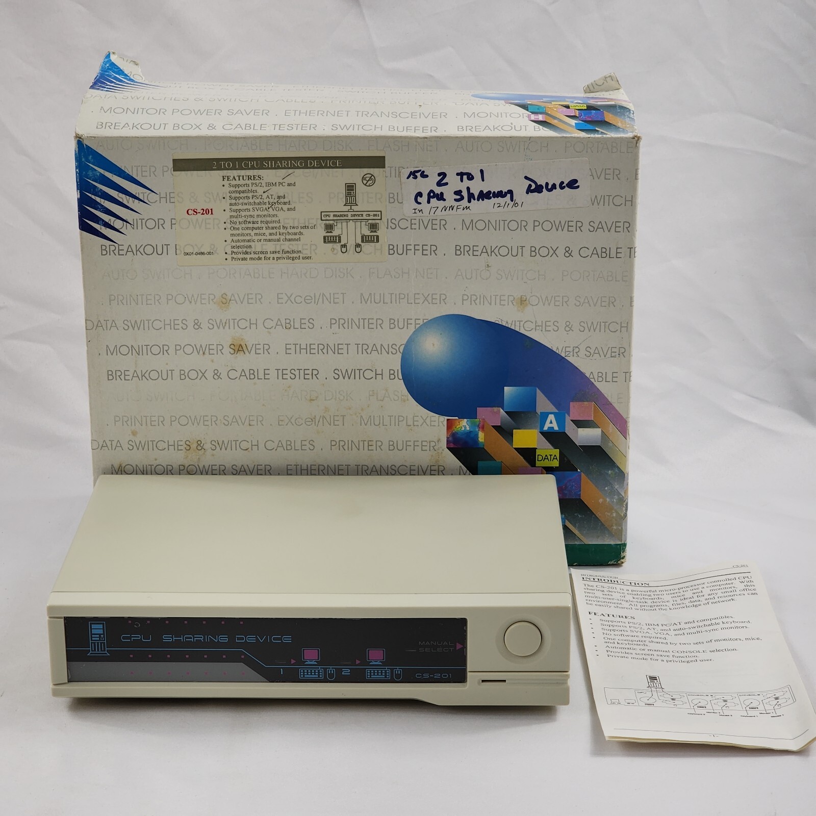 Vtg ATEN CS-201 CPU Sharing Device With Box And Manual Tested Computer Hardware