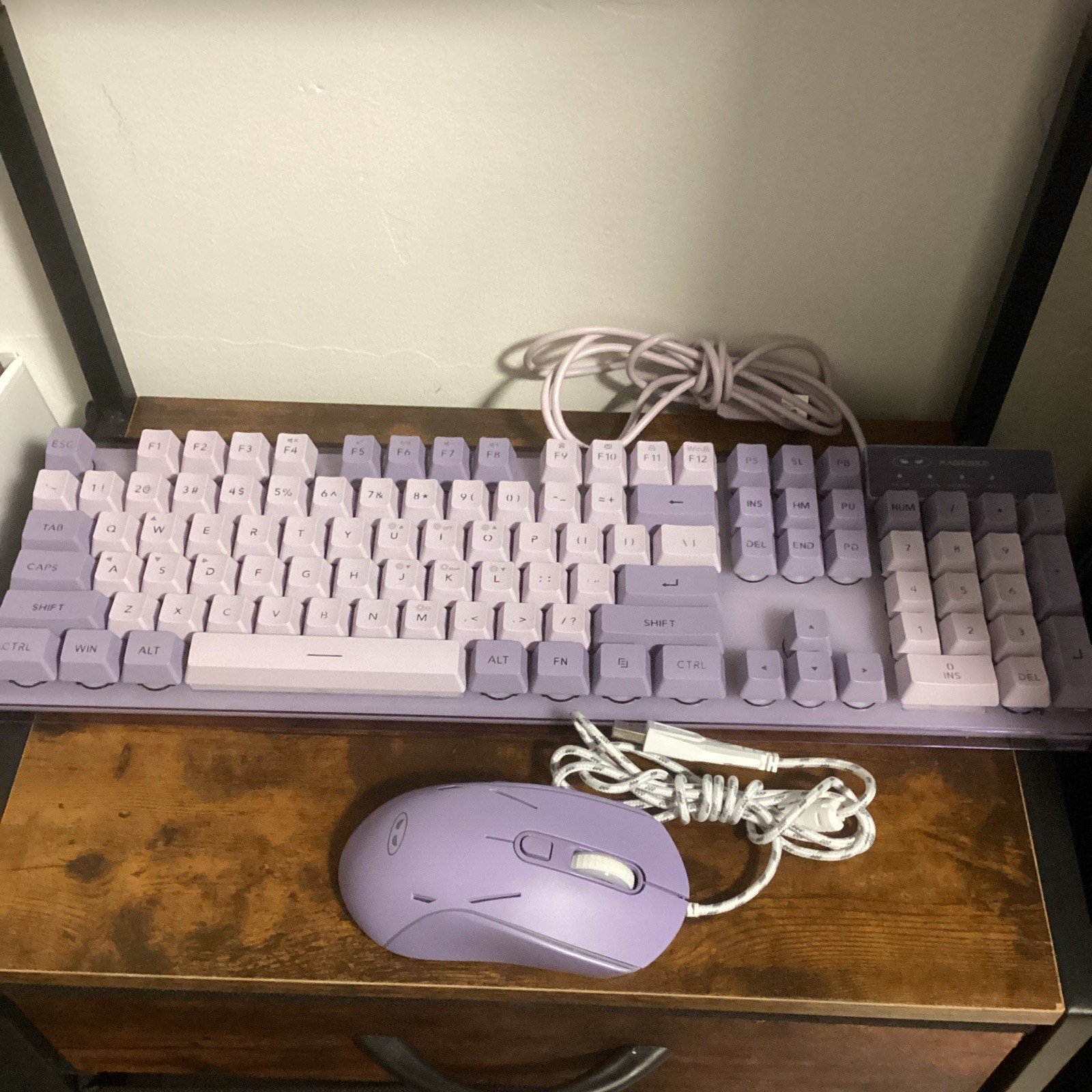 MAGEGEE K1/G12 Wired USB Keyboard Mouse Bundle QWERTY English Purple/White