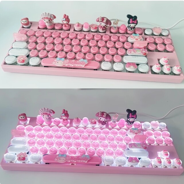 Cinnamoroll Kuromi Mech Keyboard - My Melody, Hot-Swap, USB Wired, 87/104 Keys