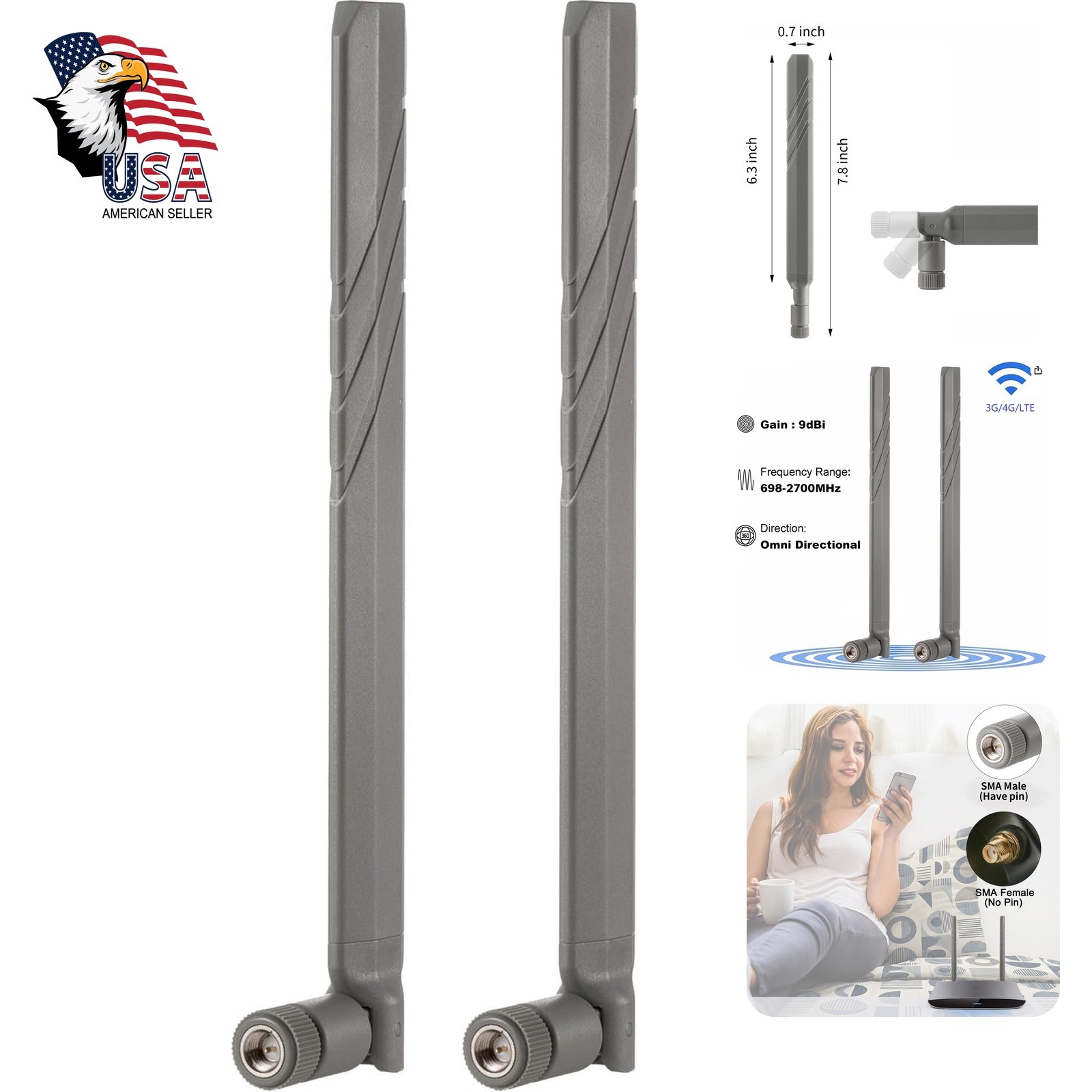 eifagur SMA Male Antenna Booster for Trail Cameras Long Range
