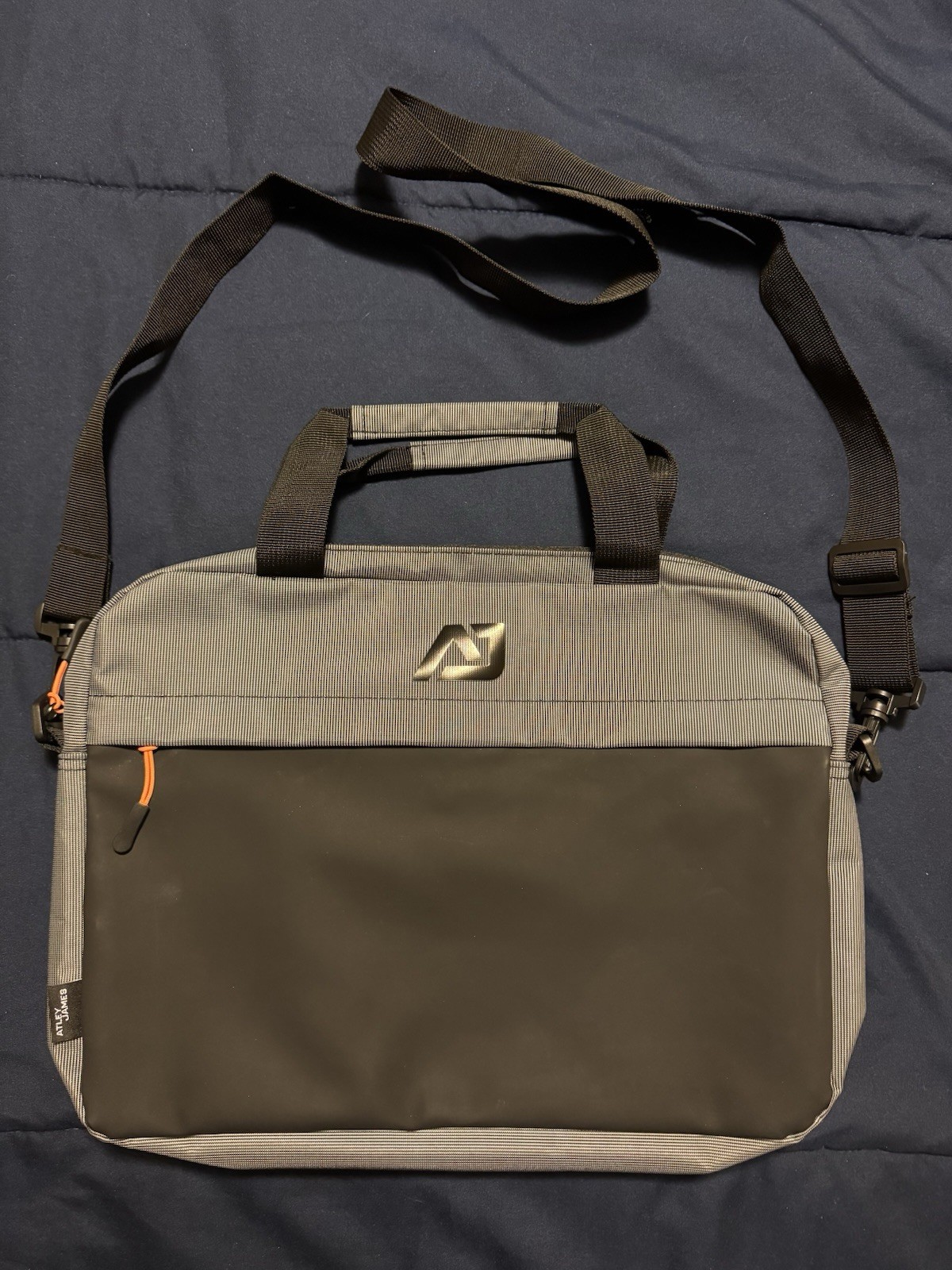 Atley James Gray Black Polyester Shoulder Bag for 15" Laptop, Padded