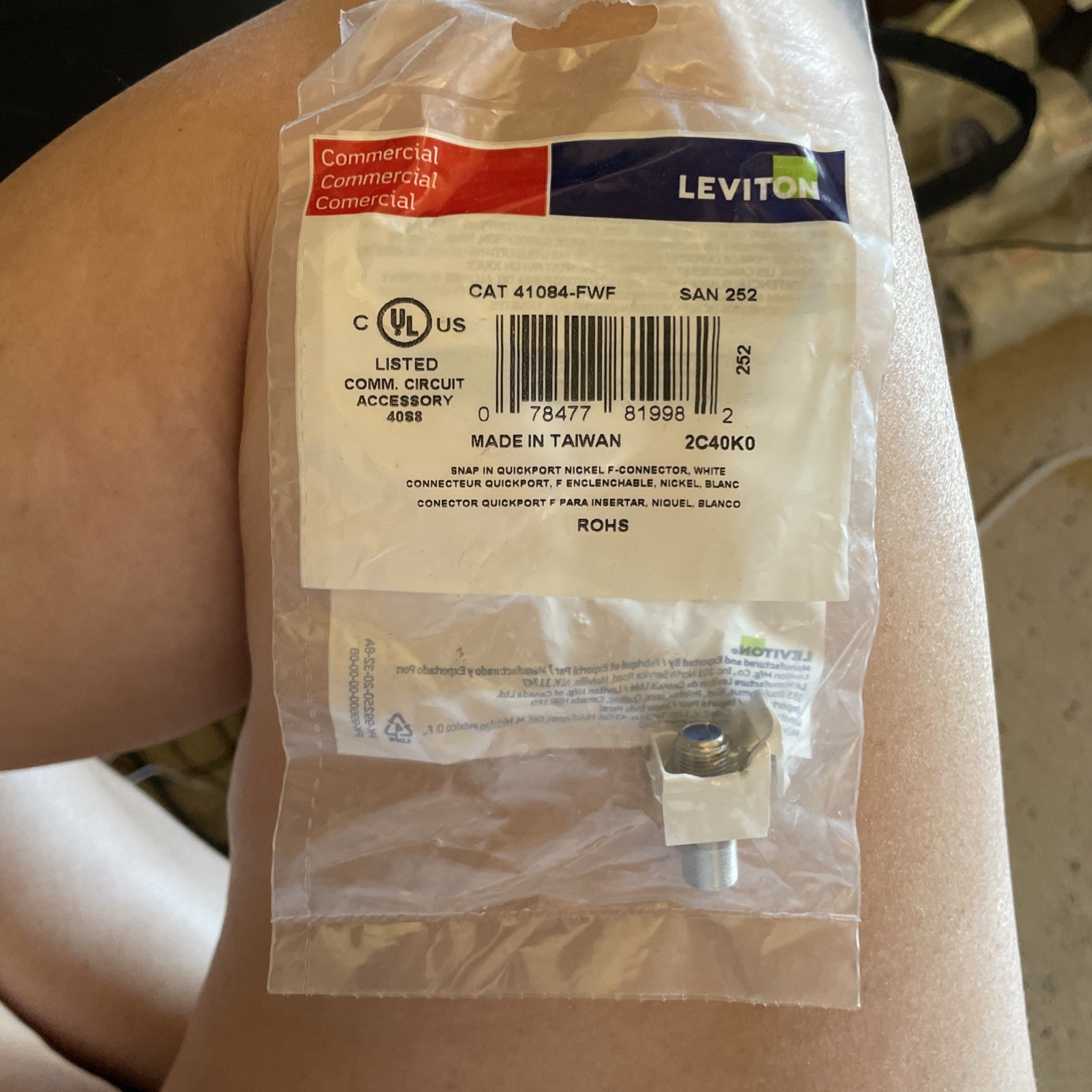 8x LEVITON 252-41084-FWF Snap-In Quickport Nickel F-Connector White