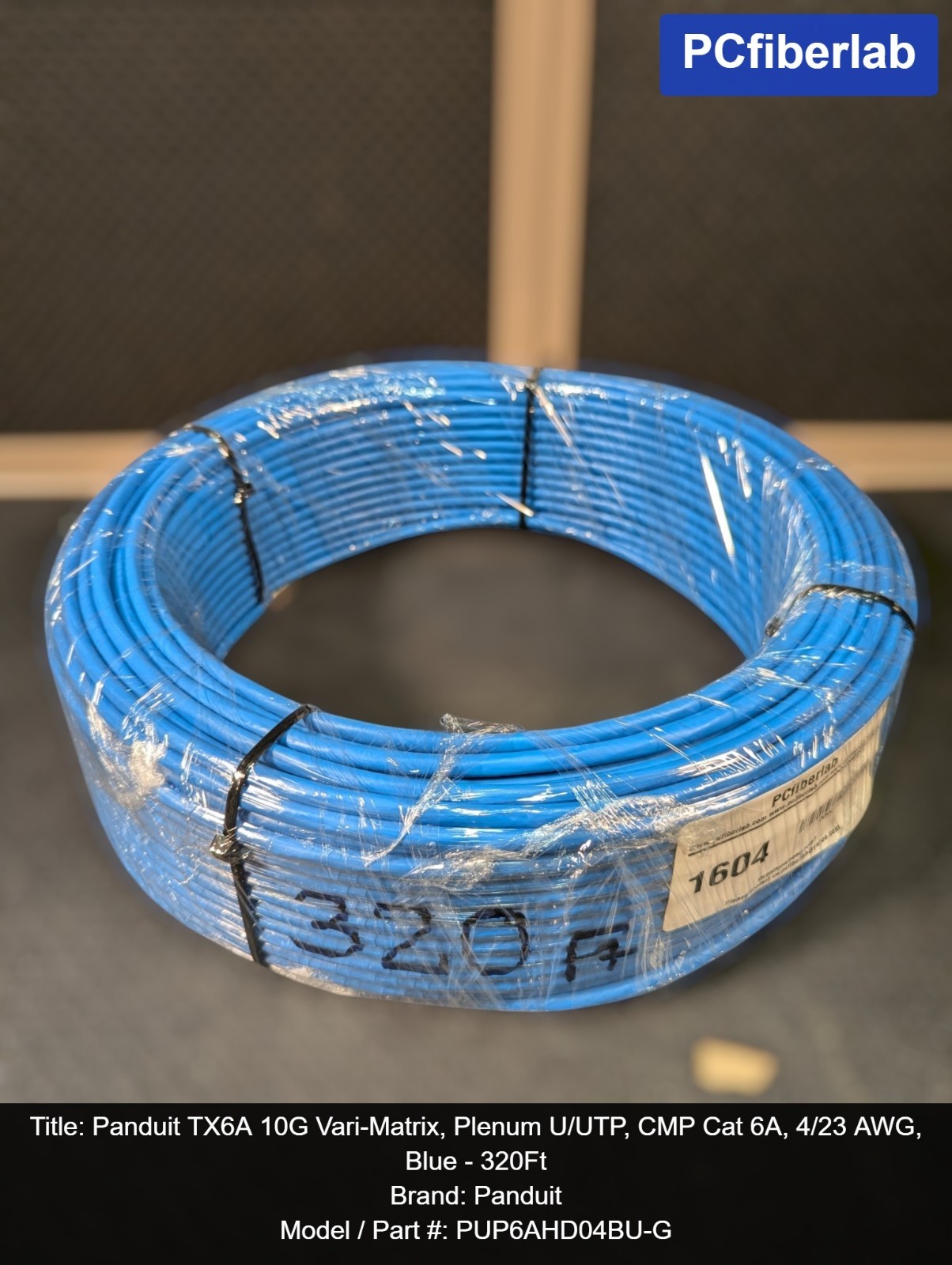 Panduit TX6A 10G Vari-Matrix, Plenum U/UTP, CMP Cat 6A, 4/23 AWG, Blue - 320Ft