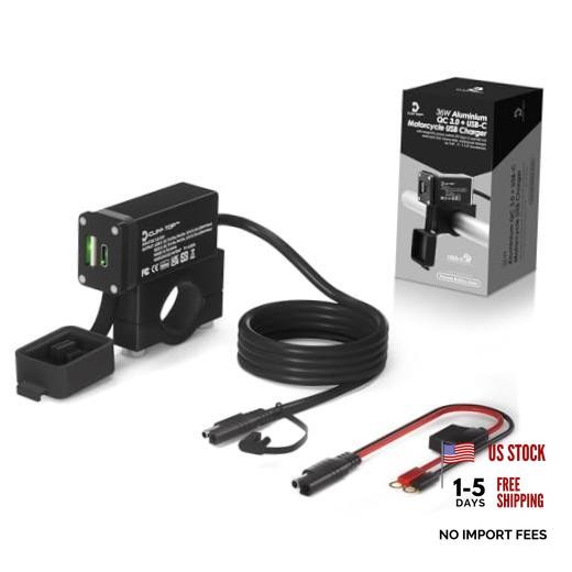 Cliff-Top Waterproof Motorcycle Dual Port USB Charger, 36W USB-C PD QC3.0 6A 36W