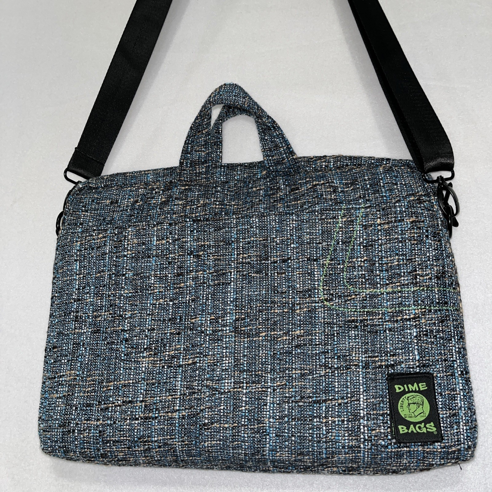 Dime Bags Laptop/ Tablet/Messenger Bag Shoulder Strap Teal Tweed
