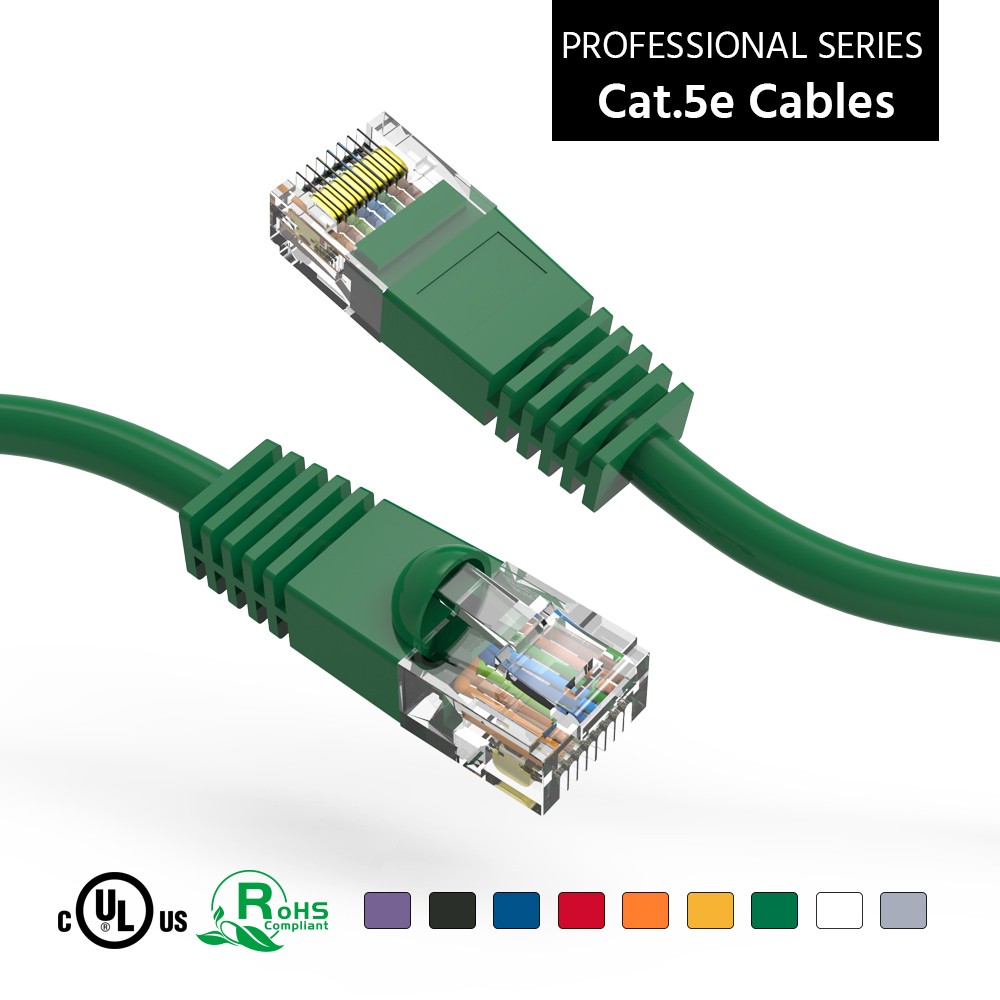 20 Pack of 25Ft CAT5E UTP Ethernet Network Booted Cable 10-100 Feet Green
