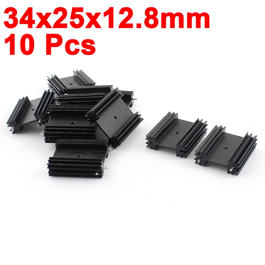 10Pcs Aluminum Heat Radiator Heatsink Cooling Fin 34x25x12.8mm Black