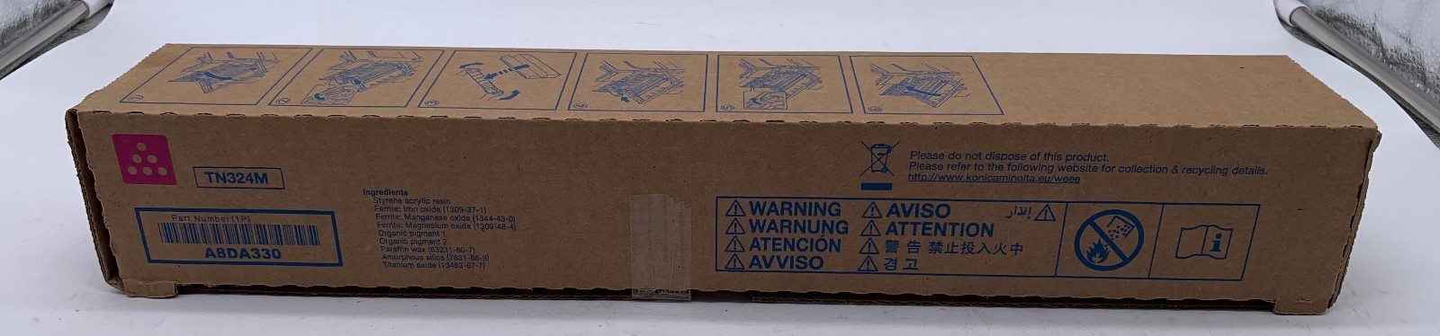 Genuine Konica Minolta TN324M (A8DA330) Magenta Toner Cartridge, OEM