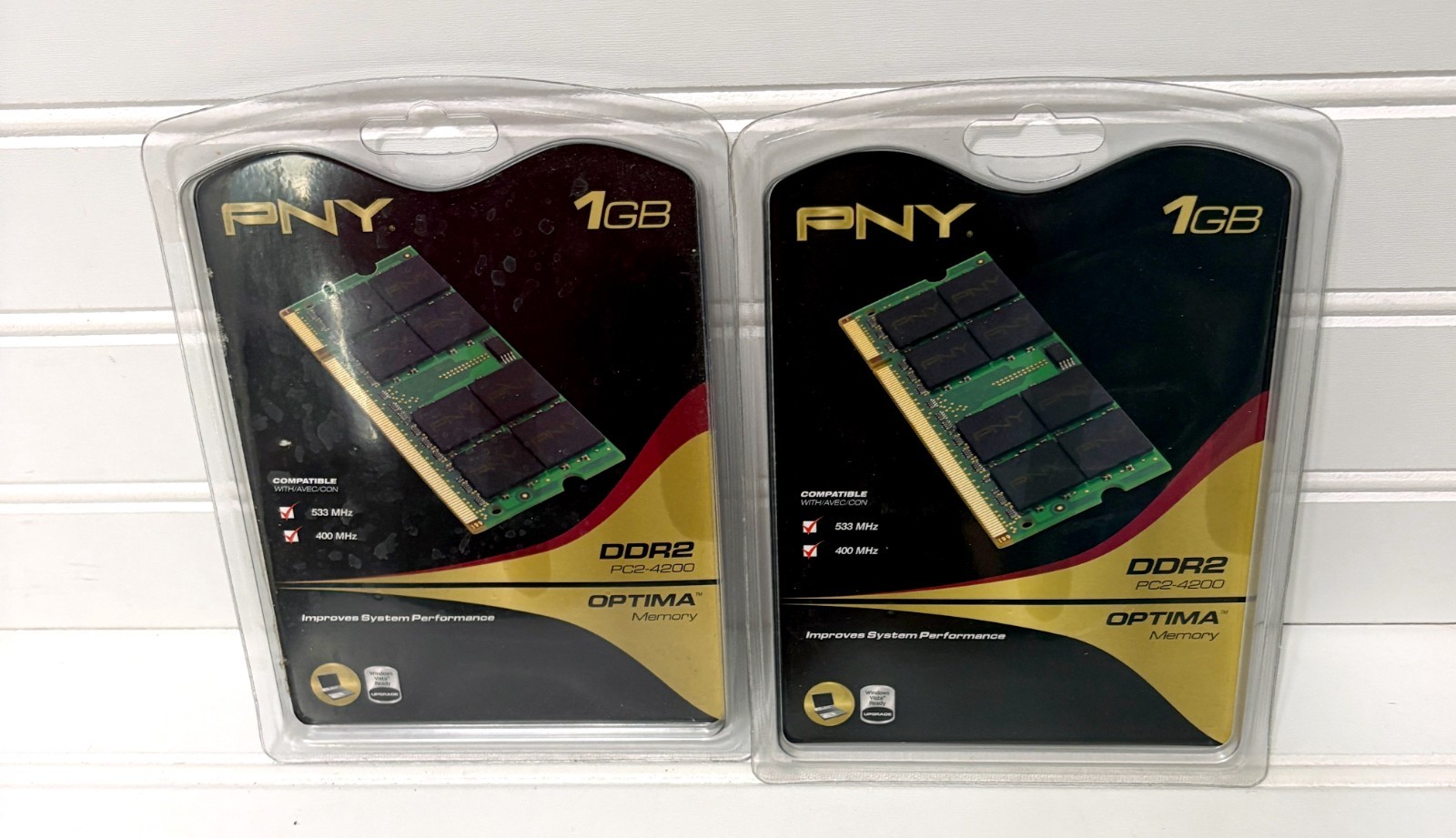 PNY Optima 1GB DDR2 PC2-4200 SODIMM Laptop Memory 400 533 MHz Kit NEW Lot of 2