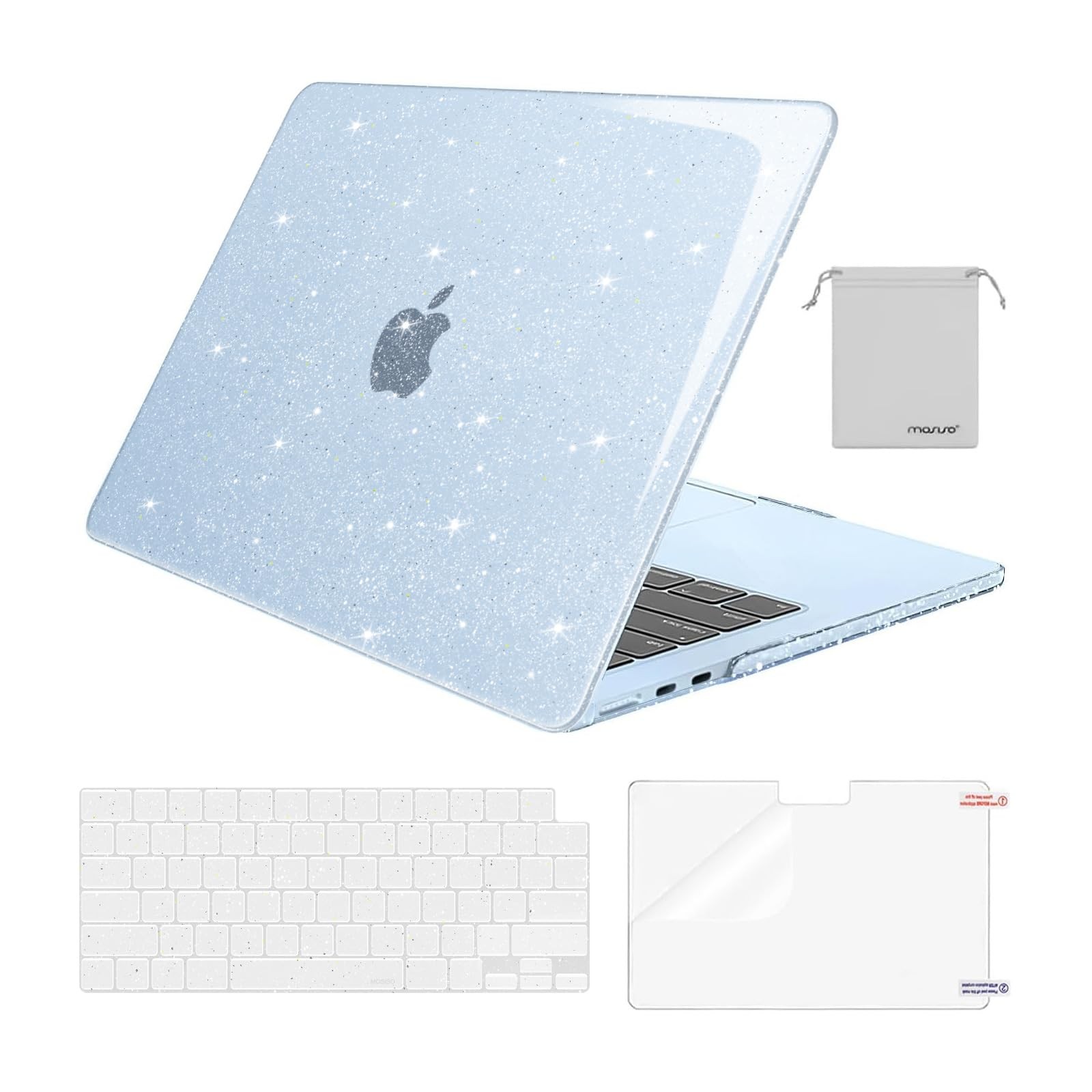 MOSISO Glitter Cover Compatible with MacBook Air 13 inch Case M5 Sky Blue