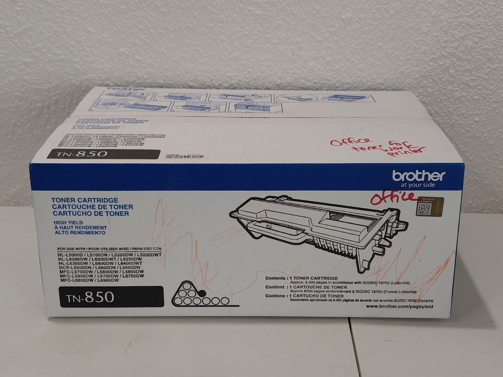 Brother Genuine TN-850 High-yield Printer Black Toner Cartridge
