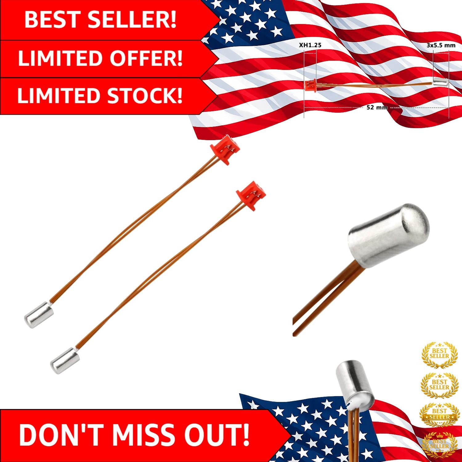 2pcs High Temperature 300℃ Thermistor for 3D Printers - Sprite Extruder Pro