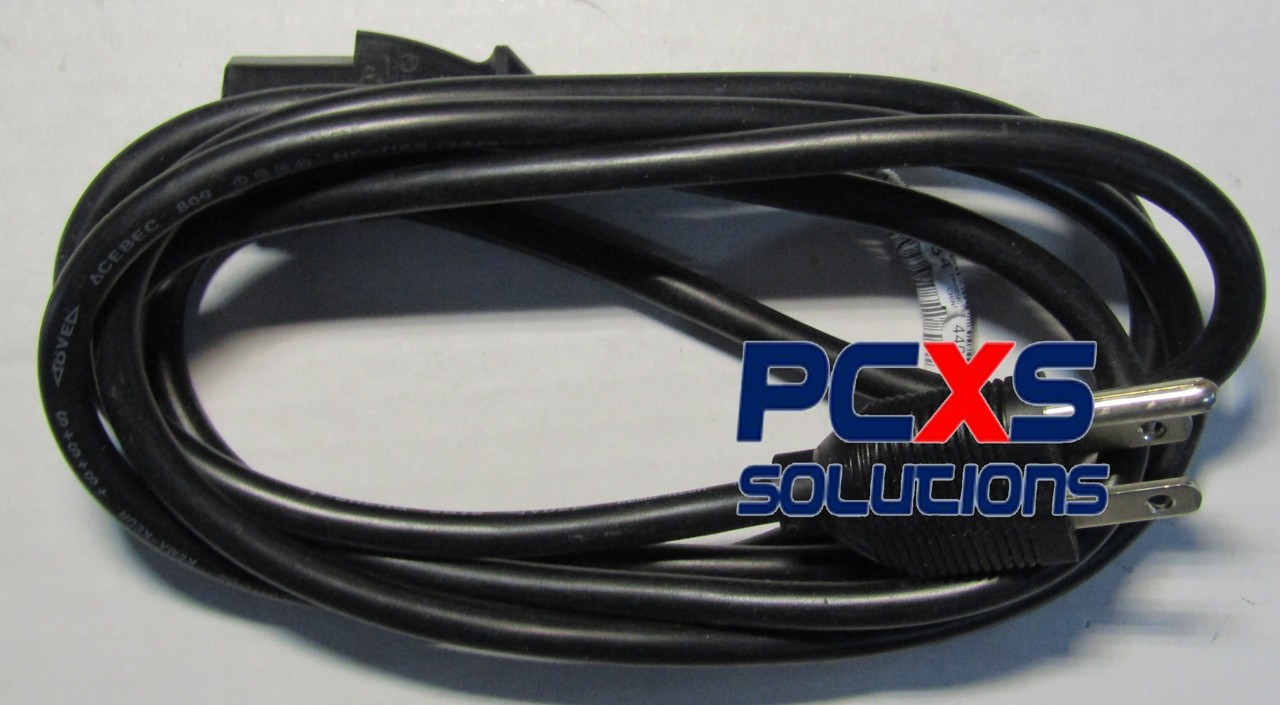 Power cord (Black) - 18 AWG, three conductor, 2.3m (7.5ft) long - Has straight