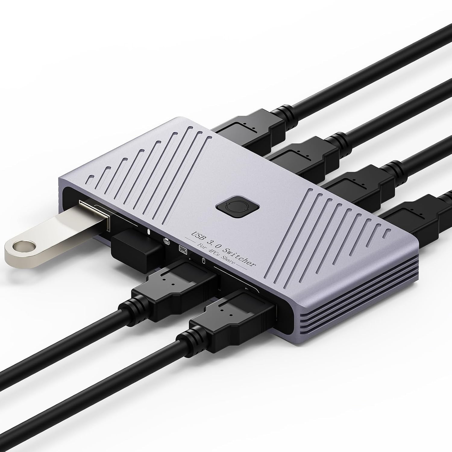USB 3.0 Switch, 4 Computers Sharing 4 USB Devices, One-Button Switcher | T63-18