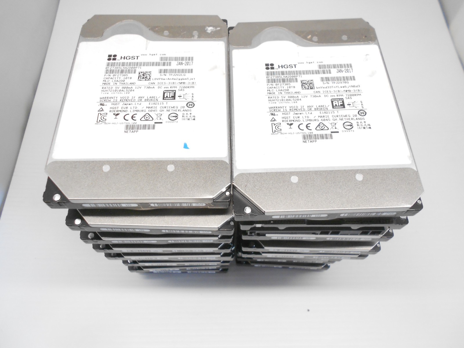 BAD Failed Lot of 18 HGST HUH721010AL5204 10TB 12G 3.5'' SAS Hard Drive Parts