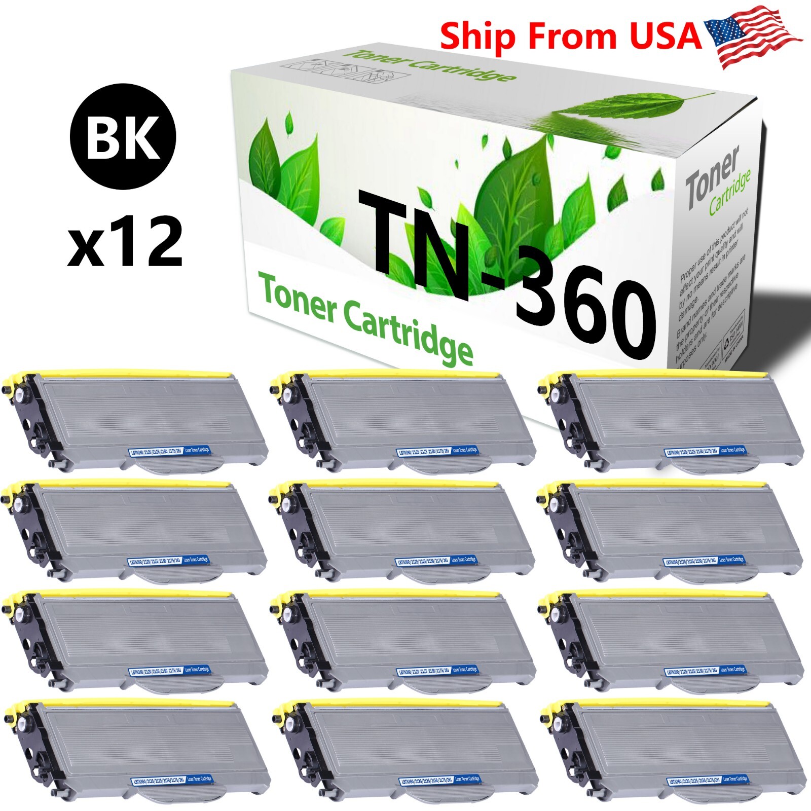 12PK TN360 TN-360 Toner Cartridge TN 360 for MFC 7440N Printer