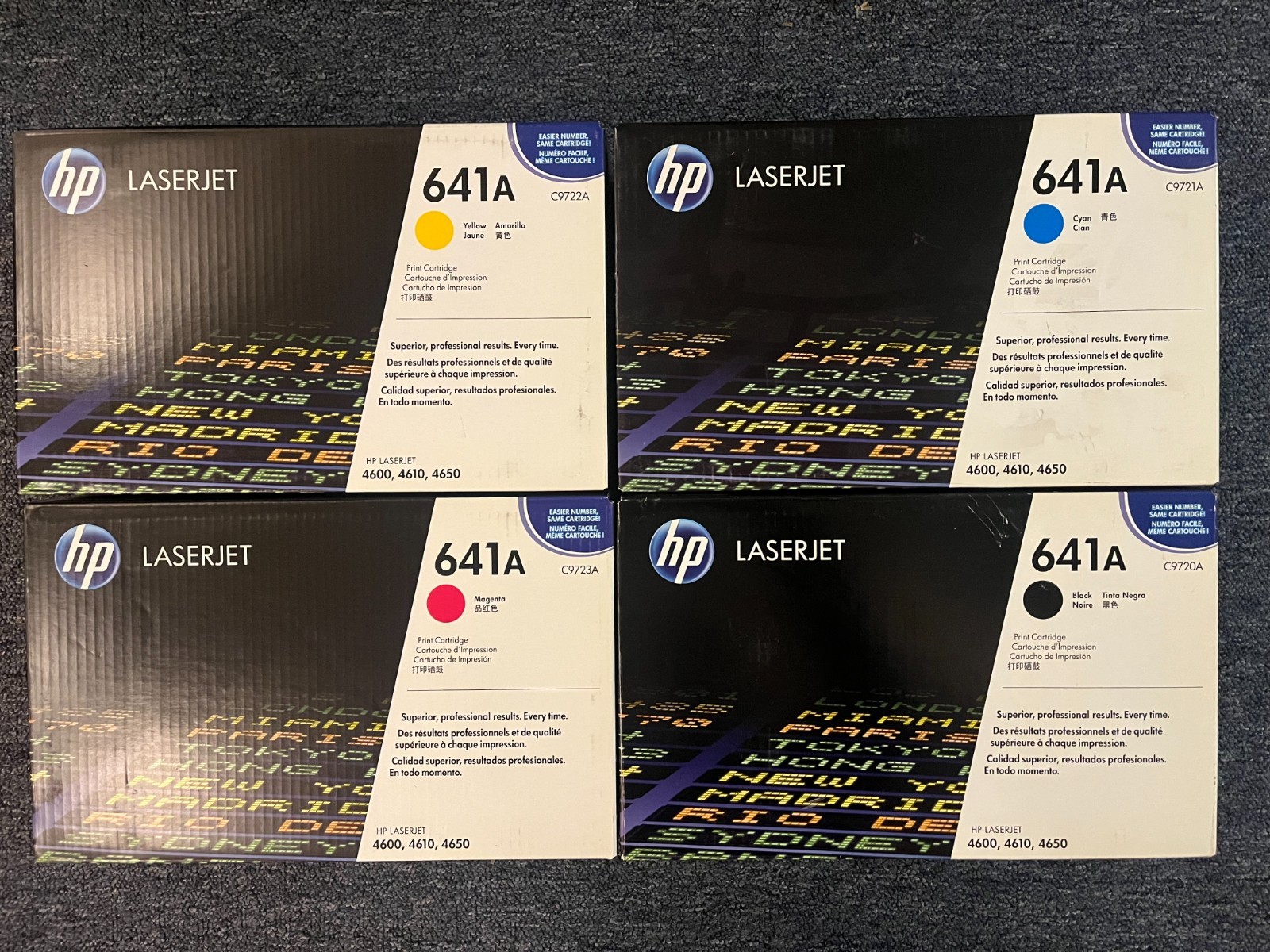 LOT OF 4 Full Set ✅ HP LASERJET 641A, BLACK, CYAN, YELLOW, MAGENTA 