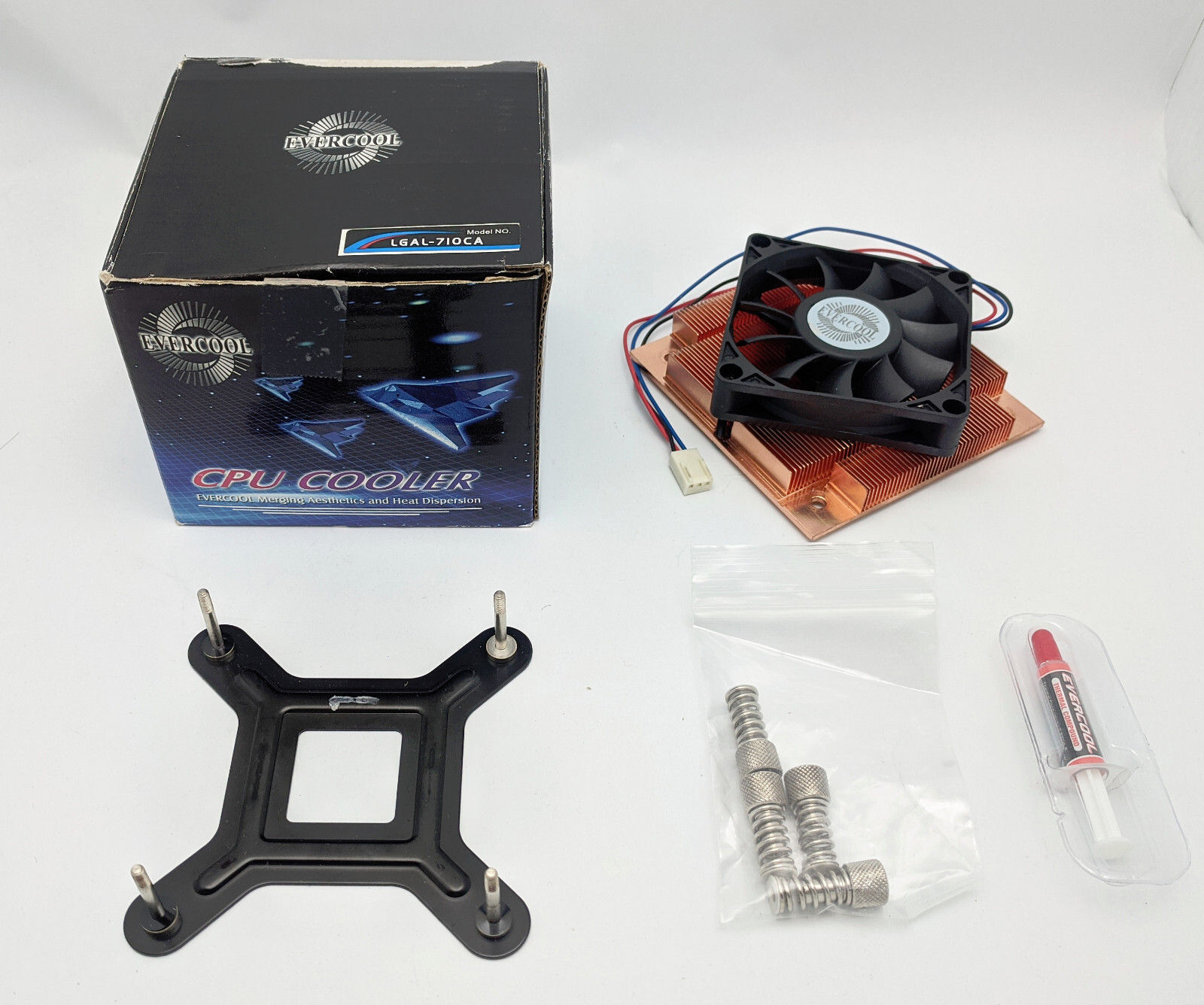 Evercool Intel LGA 775 Socket T Low Profile 1U Copper Heatsink CPU Cooler