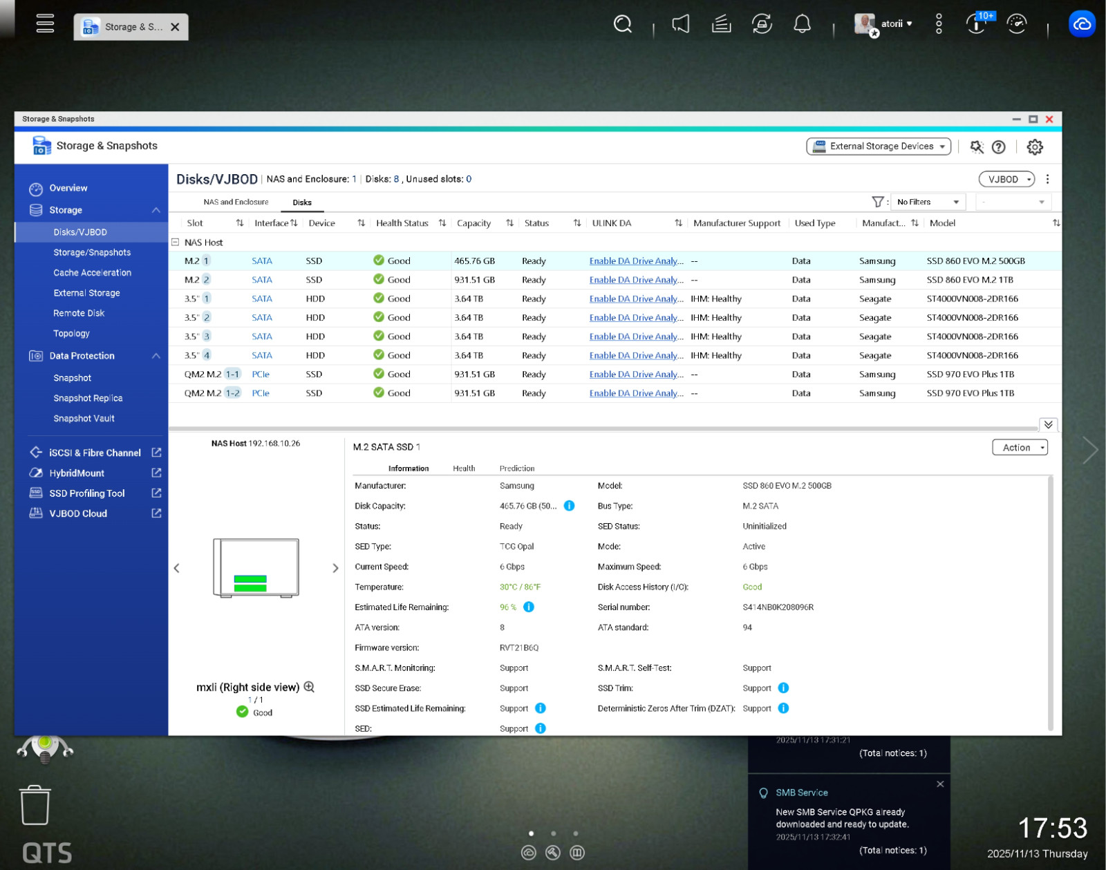 QNAP  TVS-473e - mem 64GB - Storage 19TB - QM2-2P (NVME) - QXG-2G2T (2 x 2.5gb)