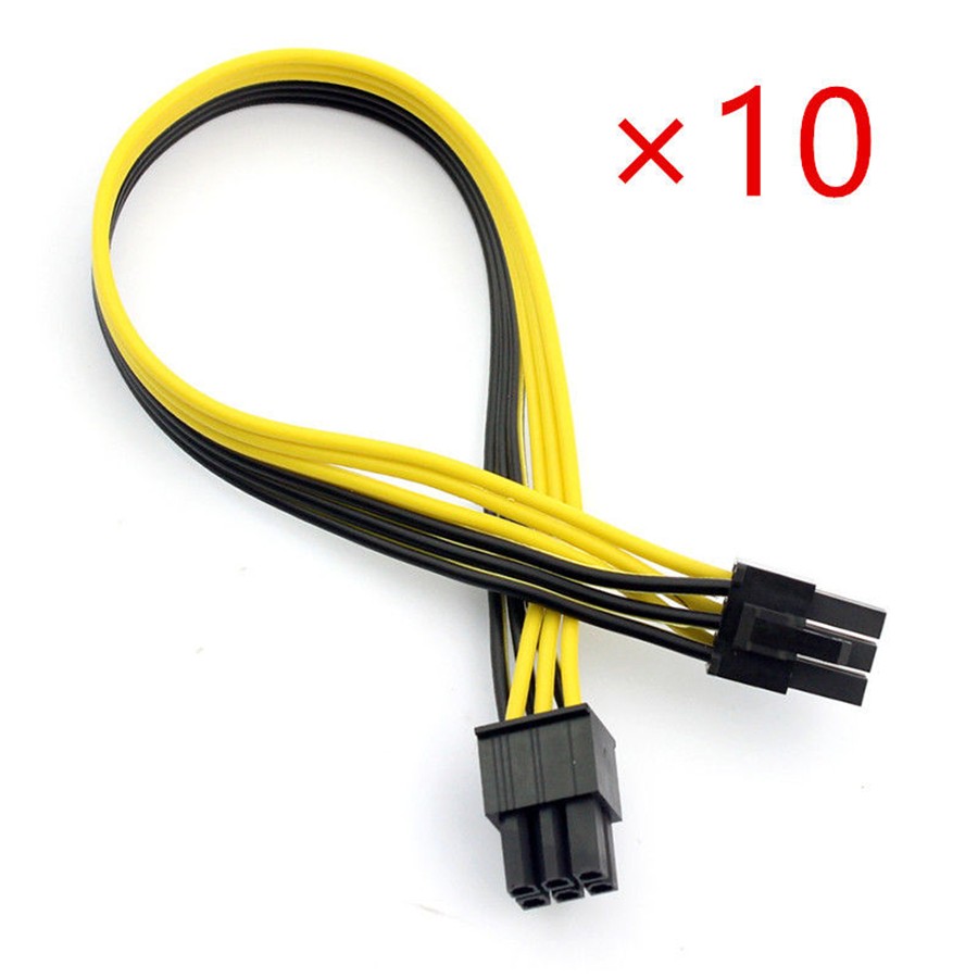 10 Pack 22cm PCIE 6Pin Male to 6Pin Male Graphics Video Card Power Adapter Cable