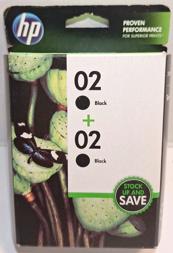 HP 02 + 02 C9500FN Black Twin Dual Combo Print Cartridge INK October 2016 New 