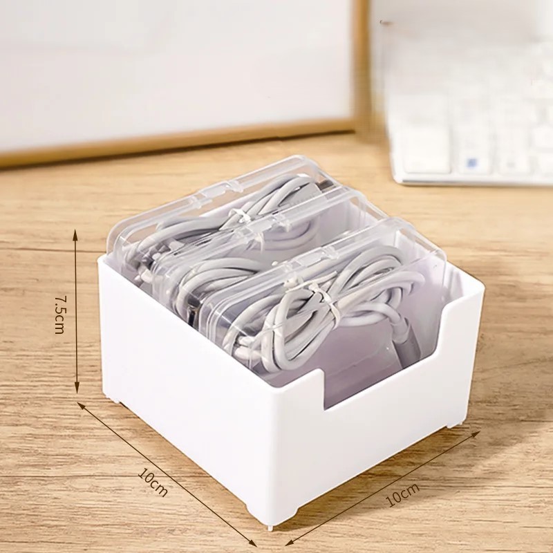 Data Cable Storage Box Desktop Cable Organizer 7 Compartment Wire Cord Holder