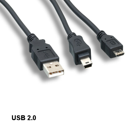 Kentek 5' 2-in-1 USB 2.0 A to Mini B + Micro B Splitter-Cord PDA MP3 MP4 PS3 PS4