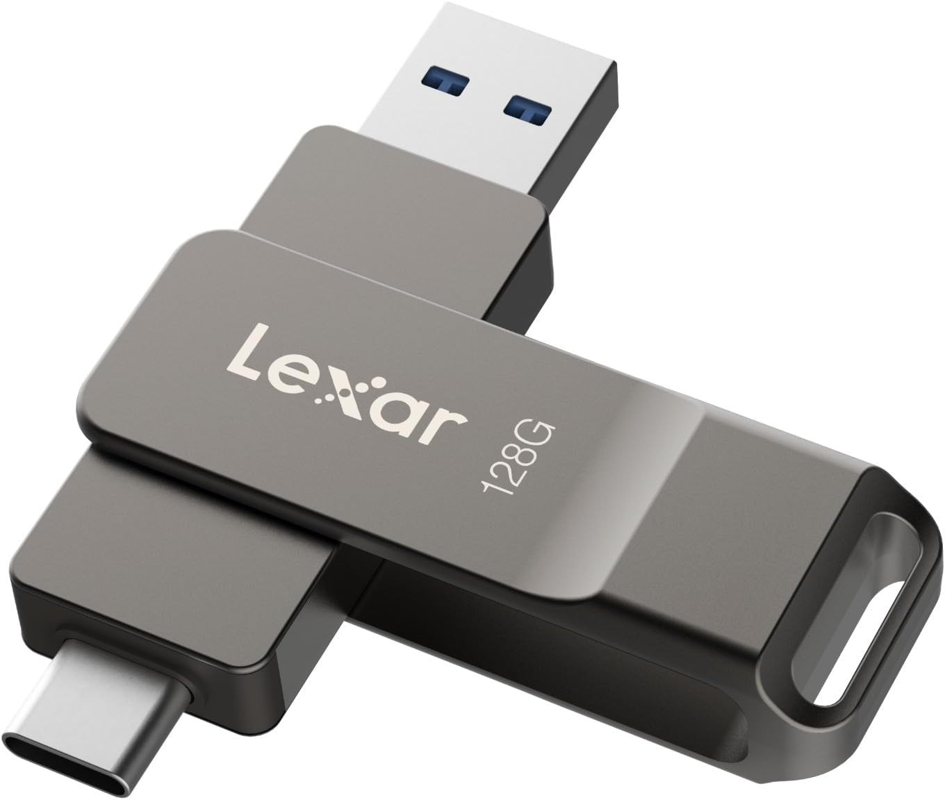 Lexar D40E 128GB Dual USB 3.2 Gen 1 Type-C Jump Drive, Titanium Grey | USB-C Fla
