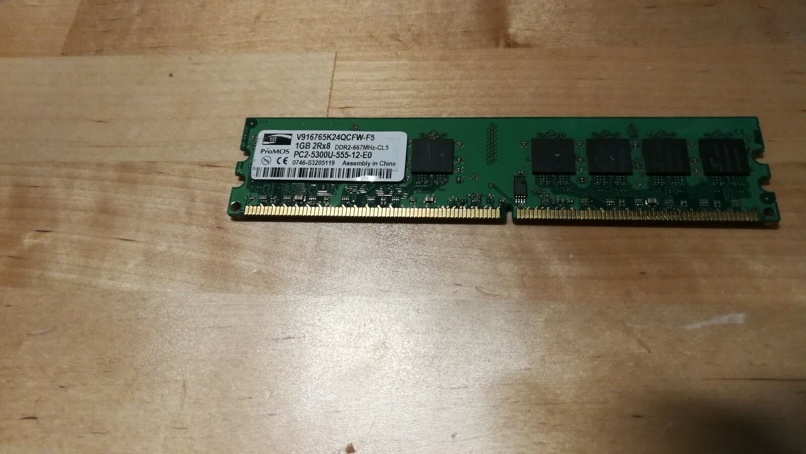 ProMOS V916765K24QCFW-F5 PC2-5300U-555-12-E0 1GB Memory RAM .