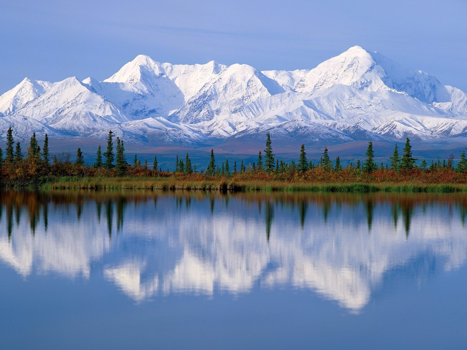 Landscape alaska mountains snowy peak fall nordic s Custom Gaming Mat Desk