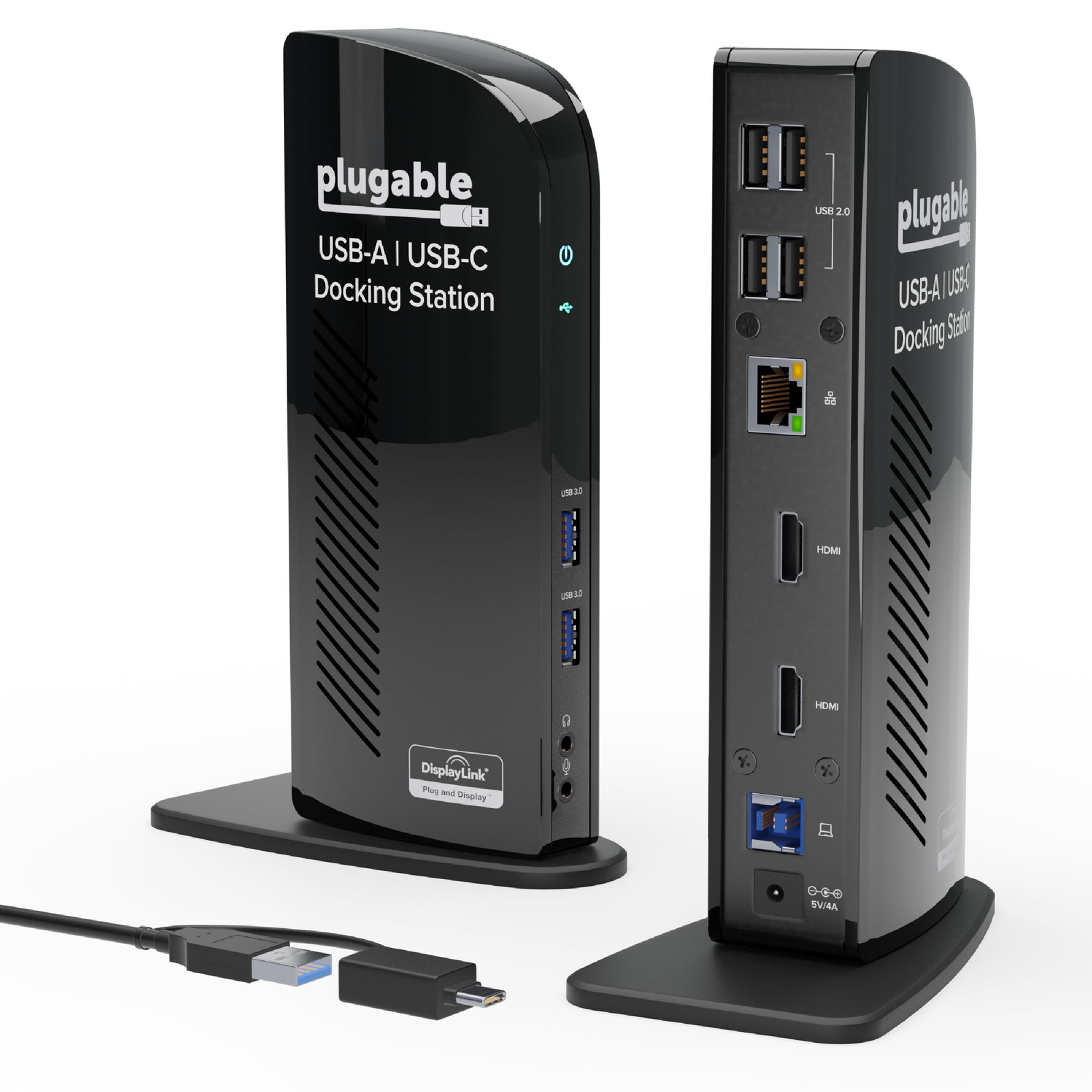 Plugable Universal Laptop Docking Station Dual HDMI Display, Black 