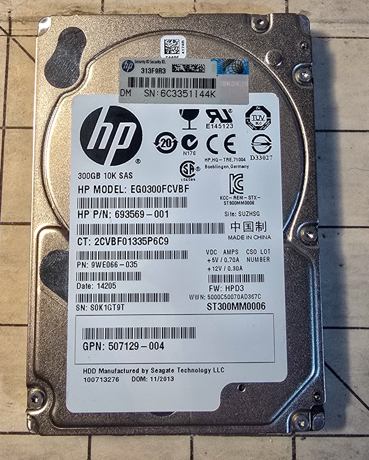 HP 300GB 10K SAS 6Gbps 3.5 EG0300FCVBF ST300MM0006 HDD Fully tested & works