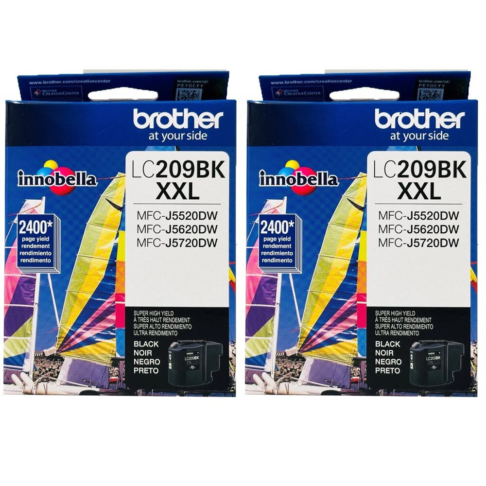 2pcs Brother LC209BK Genuine Innobella Super High Yield XXL Black Ink Cartridge