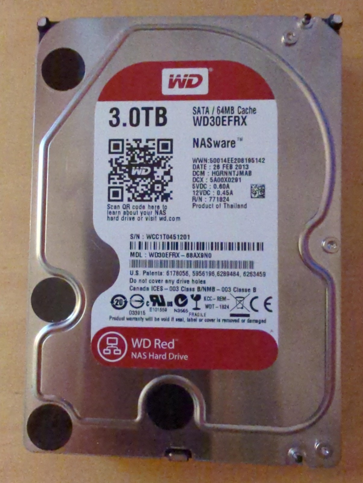 Western Digital WD 3.5" Western Digital Red 3TB SATA III 6Gbps HDD - Works great
