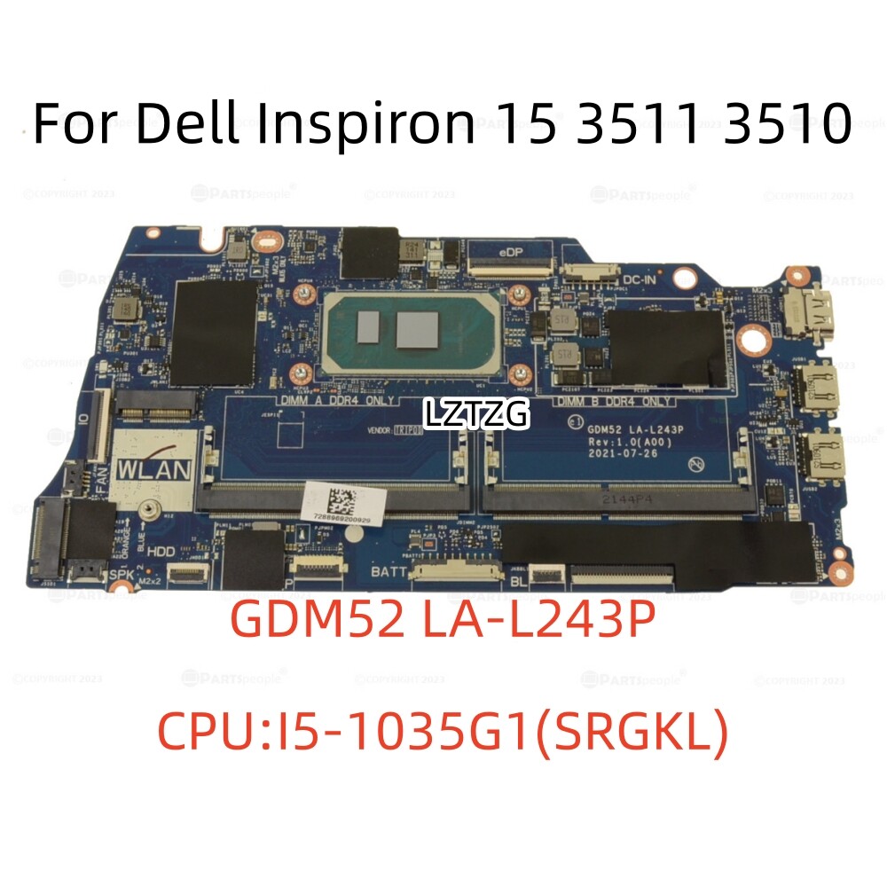 LA-L243P For Dell Inspiron 15 3510 3511 Motherboard I5-1035G1 SRGKL CN-03P9HH