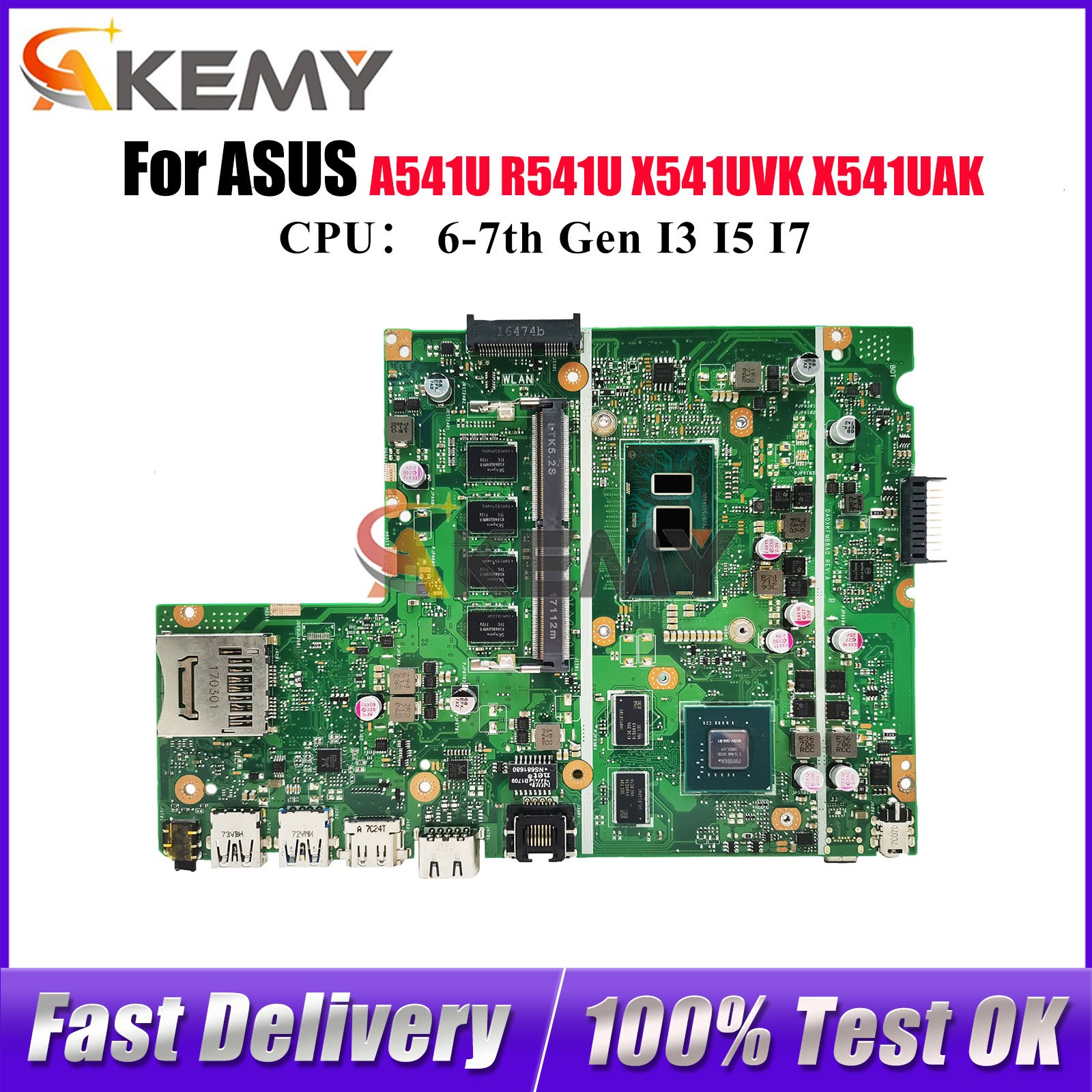 X541UVK Motherboard For ASUS X541UAK F541U R541U X541UJ Mainboard W/CPU