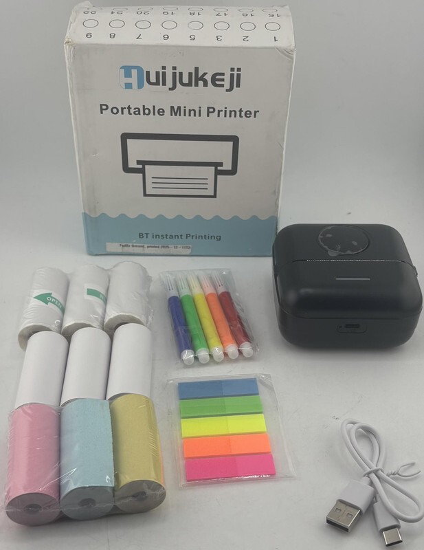 HUIJUKEJI PROTABLE MINI PRINTER BLACK BLUETOOTH INSTANT PRINTER PORTABLE